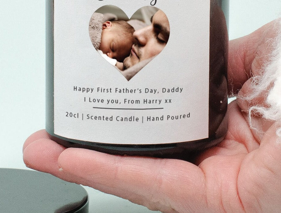Personalised Father's Day Candle, Photo Gift Candle, Dad Candle, First Father's Day Candle, Photo Dad Gift, Father's Day Gift, Brown Jar