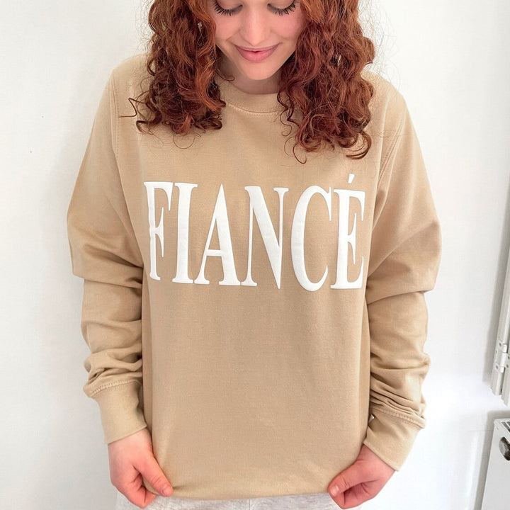 Embossed Fiancé Sweatshirt, Bride to Be Jumper, Wifey Hubby Sweatshirt, Mr and Mrs Matching Jumpers Wedding Gift, Anniversary Gift, Lounge