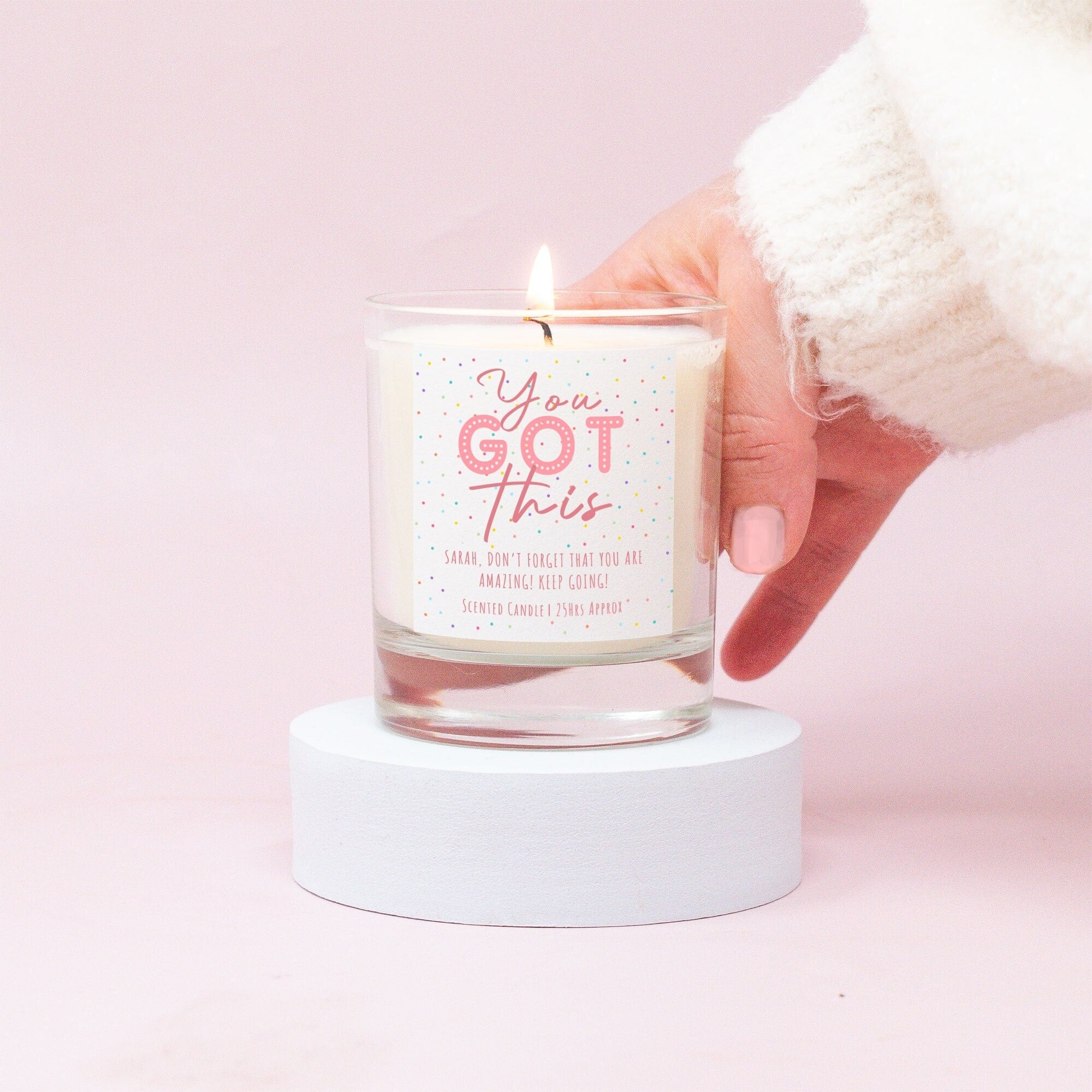 Personalised Good Luck Candle, Good Luck Gift, Congratulations Candle, Positive Thoughts Gift, Mindfulness Candle Gift, Stay Positive Candle