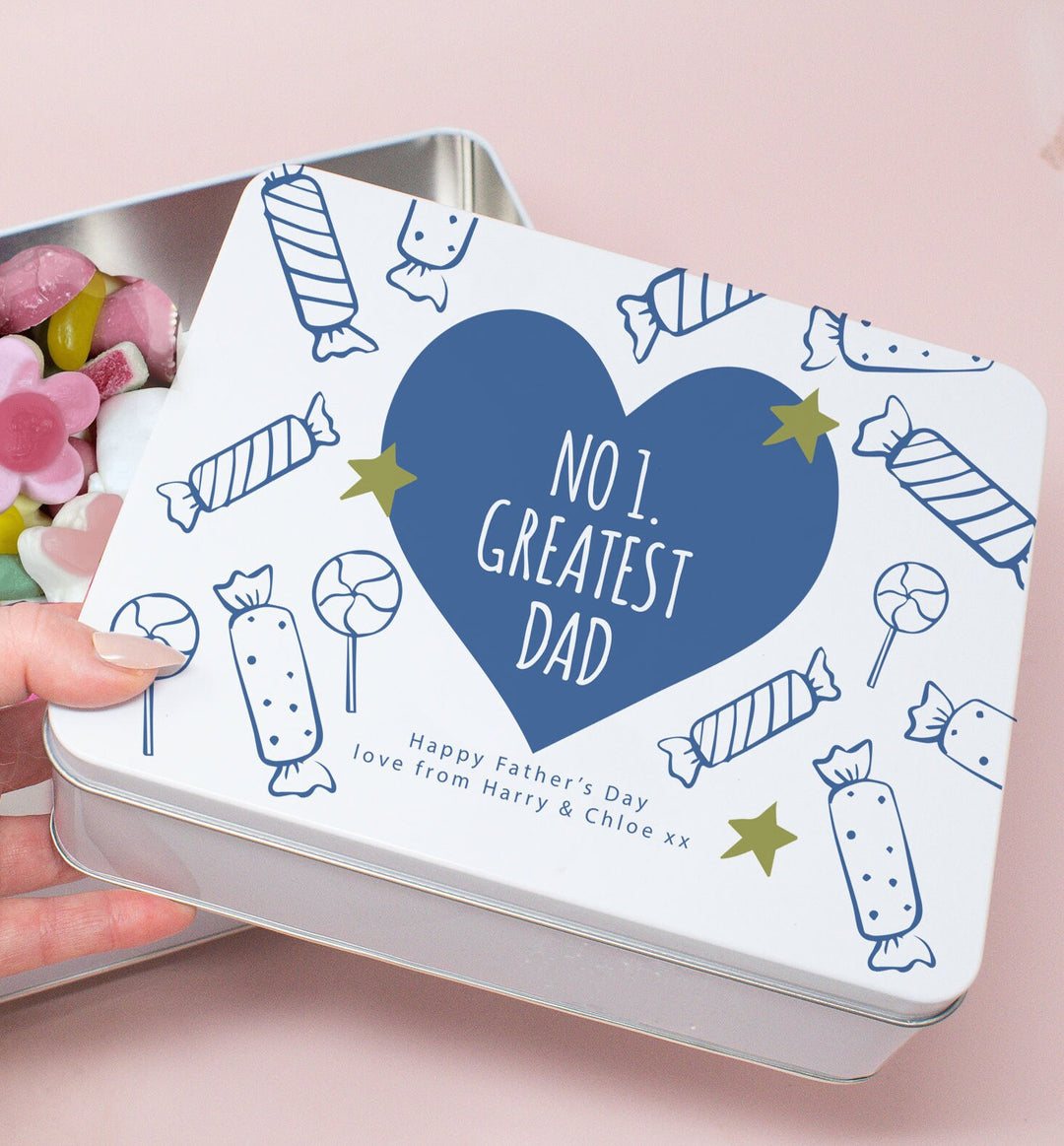 Personalised Father's Day Sweet Tin, Dad Treat Tin, Father's Day Sweet Gift, Dad Storage Tin, Father's Day Tin, Dad Gift, Custom Name Tin