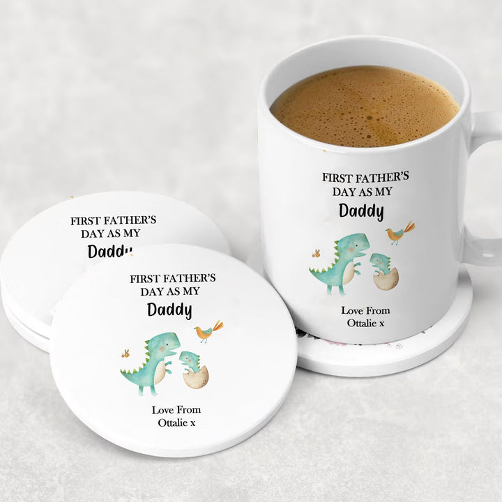 Personalised First Father's Day Mug Set, First Father's Day as my Dad, Dad Mug, Father's Dad Mug Coaster, First Fathers Day As My Grandad