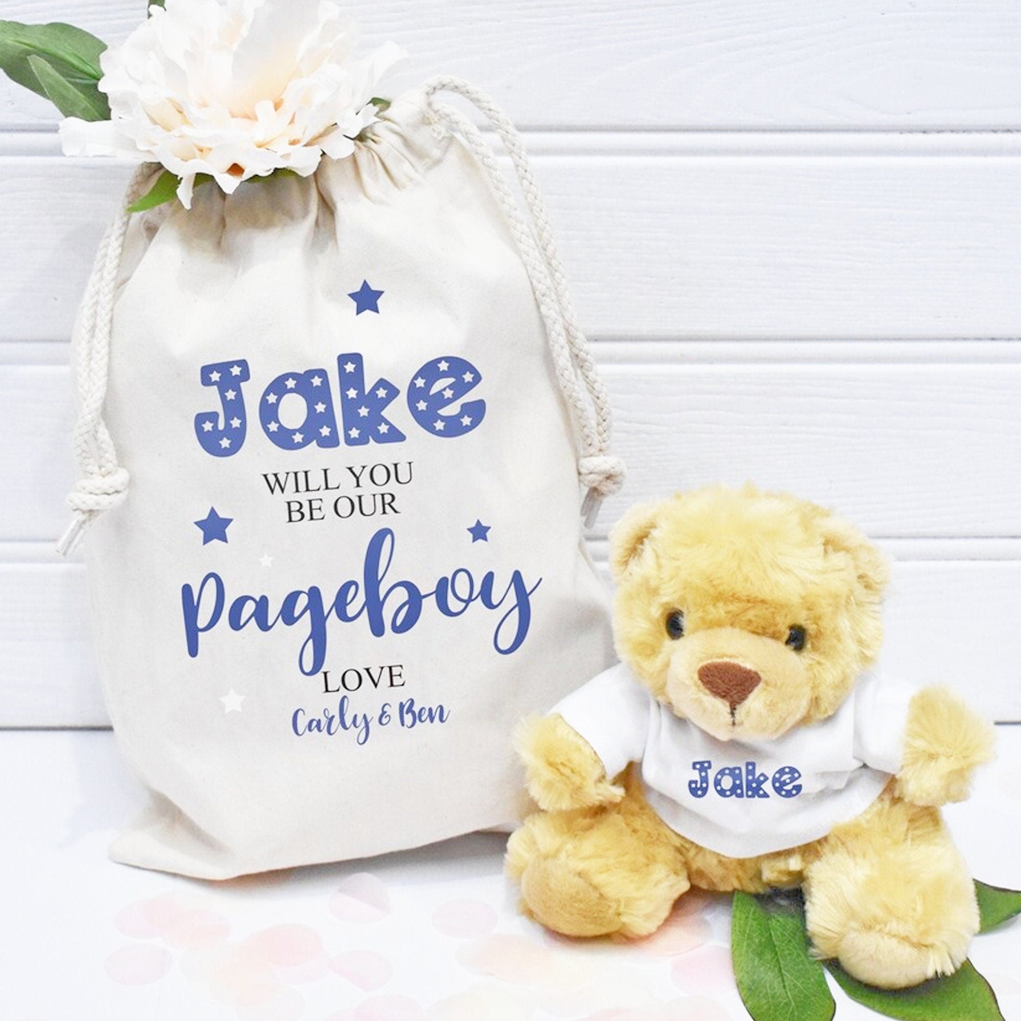 Personalised Page Boy Gift Set, Page Boy Gift Set, Teddy In Bag, Wedding Page Boy Thank you Gift, Wedding Gift, Page Boy Gifts