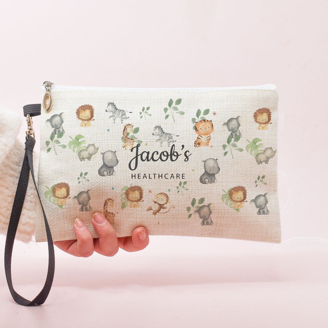 Personalised Medicine Bag, Personalised Inhaler Bag, Jungle Health Care Bag, Nursery School Medicine Bag, Child Care, Boys & Girls,