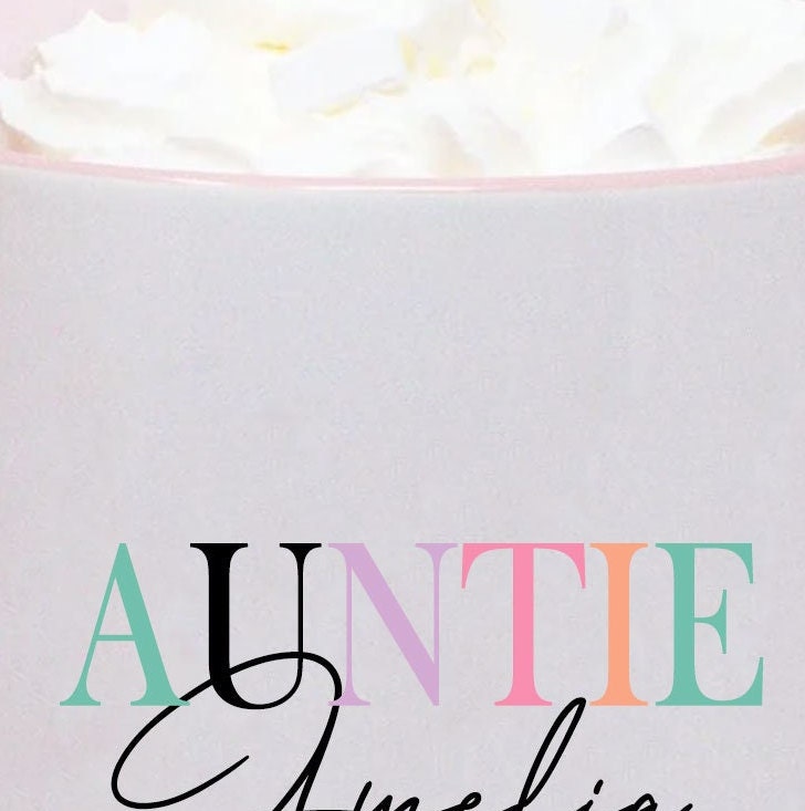 Personalised Best Auntie Mug, Best Aunty Gift, Personalised Gift For Her, Best Auntie Gift, Rainbow Gift, Relation Gift, Aunty Birthday, New