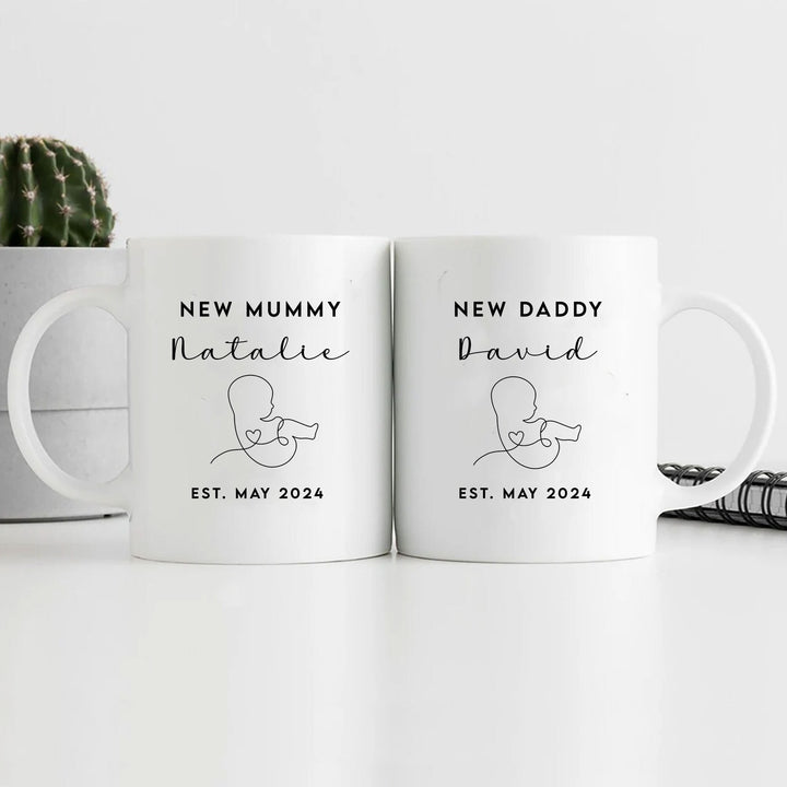 Personalised New Parents Mug, New Parent Gift, New Mummy Gift, New Daddy Gift, New Baby Gift Set, New Baby Announcement Gift, Custom Mugs