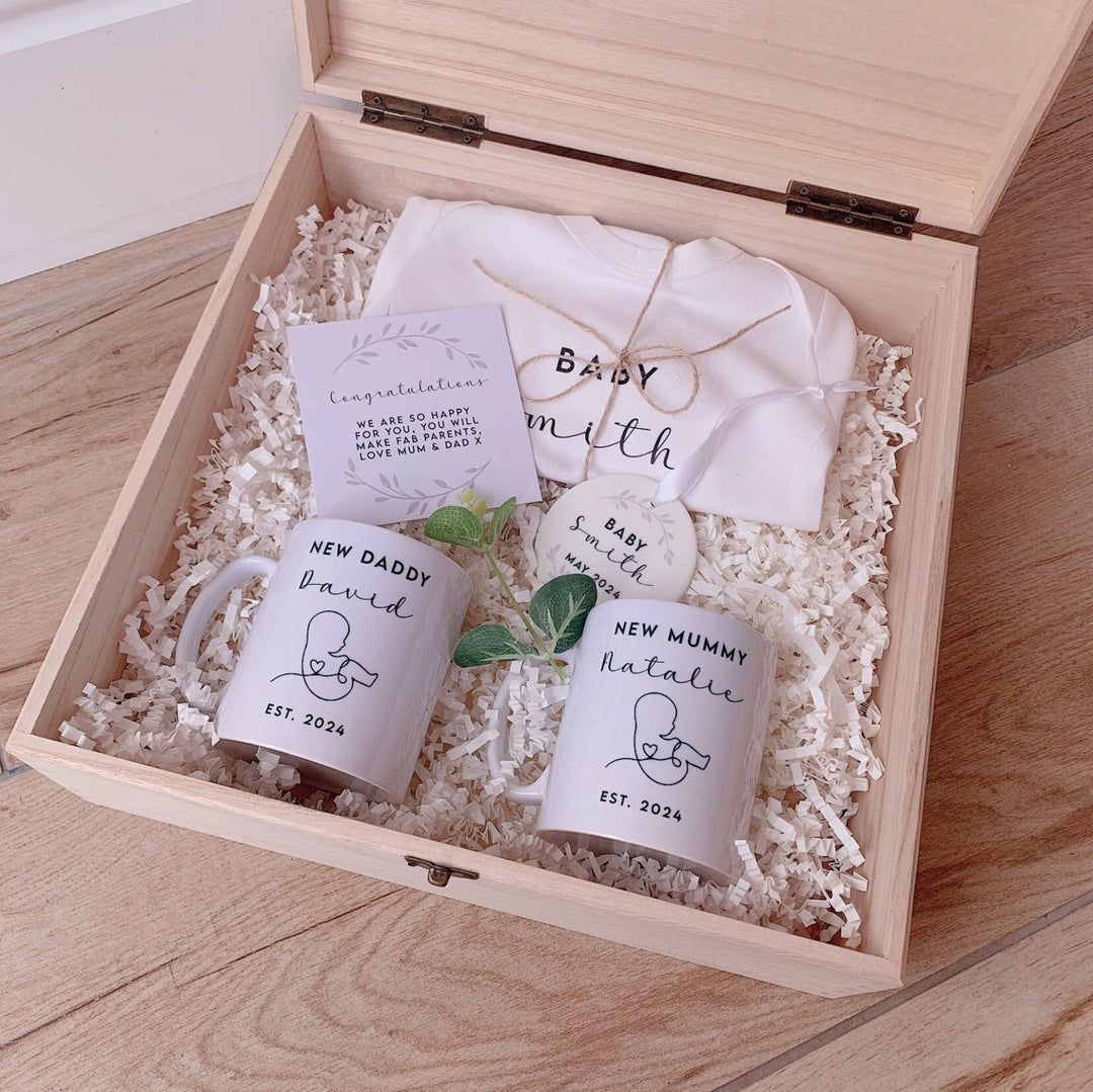 Personalised New Parents Gift Box, New Parents Gift, New Parents Memory Box, New Parents Keepsake Box, New Baby Gift Box, Wooden Engraved