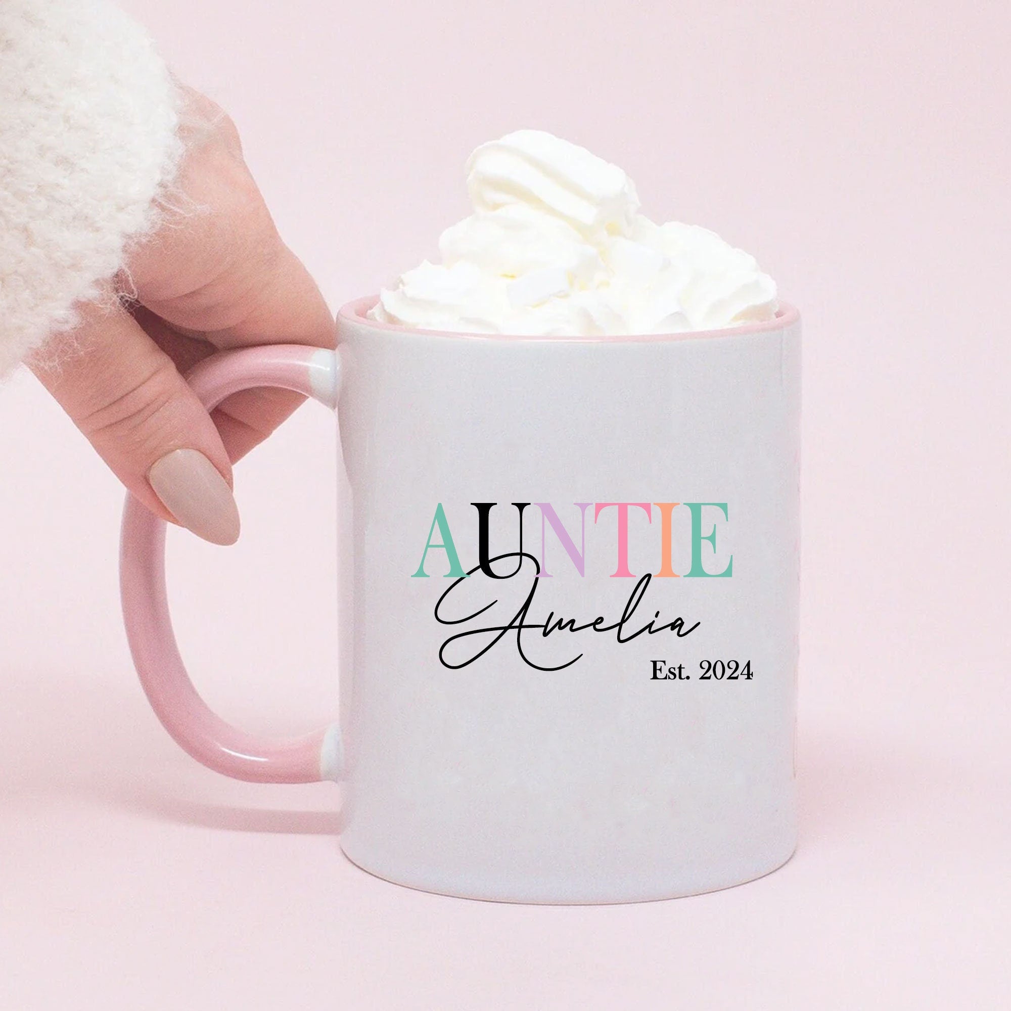 Personalised Best Auntie Mug, Best Aunty Gift, Personalised Gift For Her, Best Auntie Gift, Rainbow Gift, Relation Gift, Aunty Birthday, New