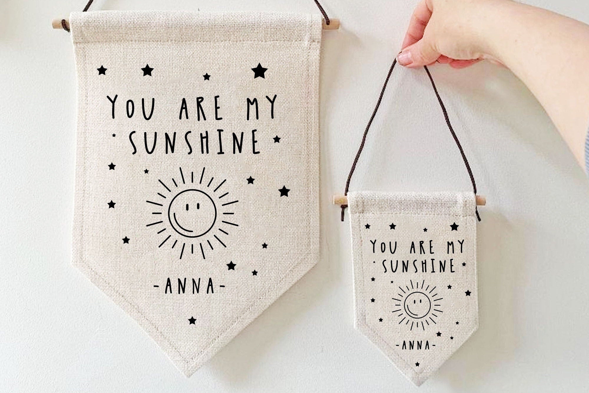 Personalised You are my Sunshine Banner, Child Bedroom Decor, Kids Bedroom Wall Art, Baby Wall Art, Bedroom Flag, Wall Hanging, New Baby