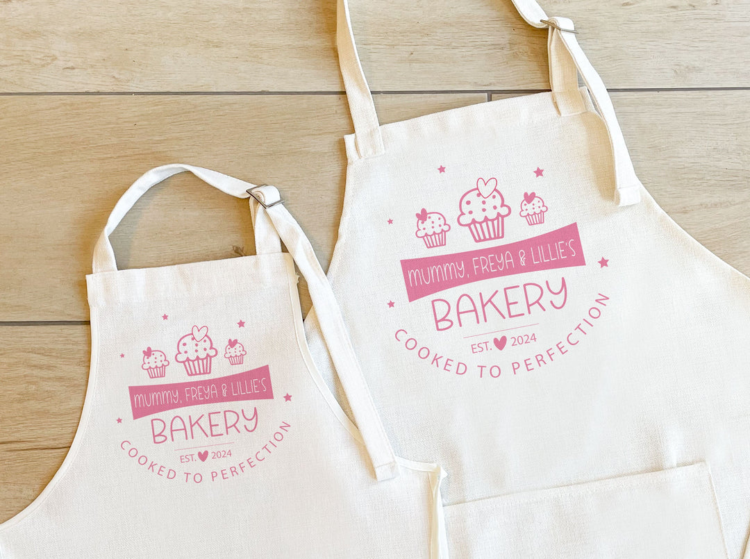 Personalised Matching Mum Child Apron, Mum Child Baking Apron, Baking Apron, Cooking Gift, Mummy Daughter Bakery Apron, Child Baking Gift