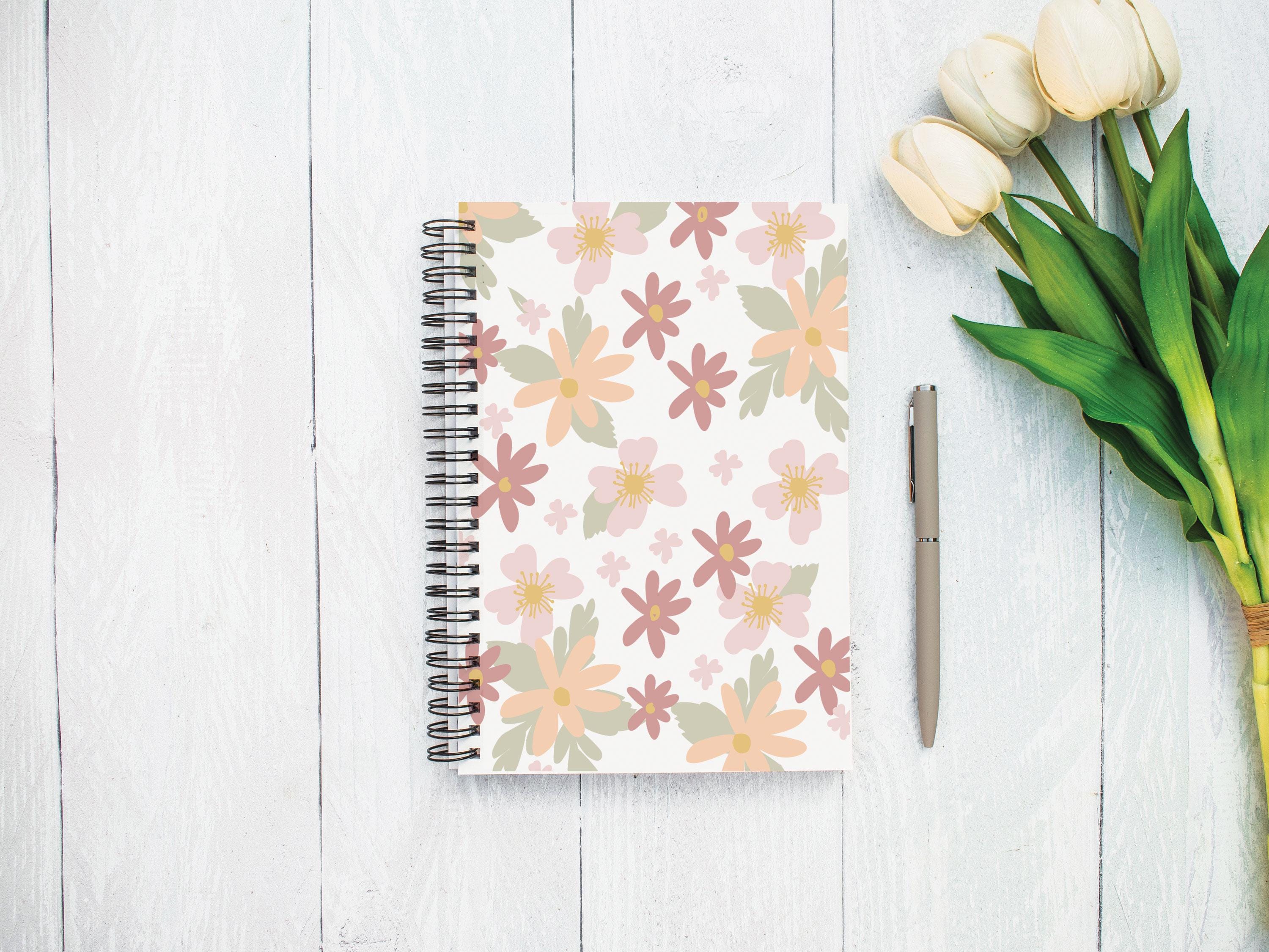 Pretty Notebook, Floral Notebook, Positivity Planner, Pretty Journal, Stationary Gift, Personalised Diary, Friendship Gift, Uni Notebook,