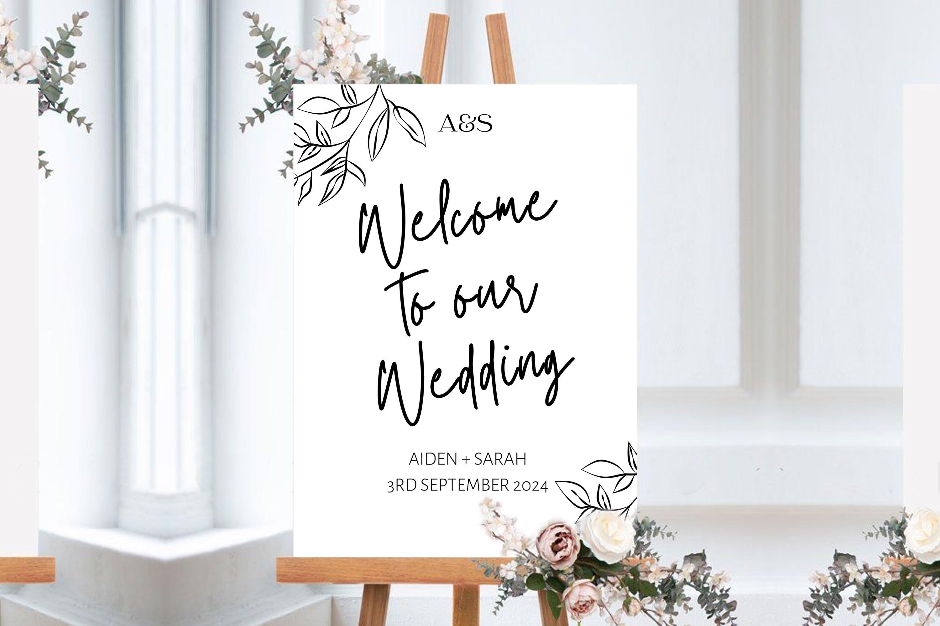 Welcome Wedding Sign, Personalised Wedding Sign, Wedding Stationary, Monochrome Wedding Sign, Dancing Wedding Sign, Download, Digital File