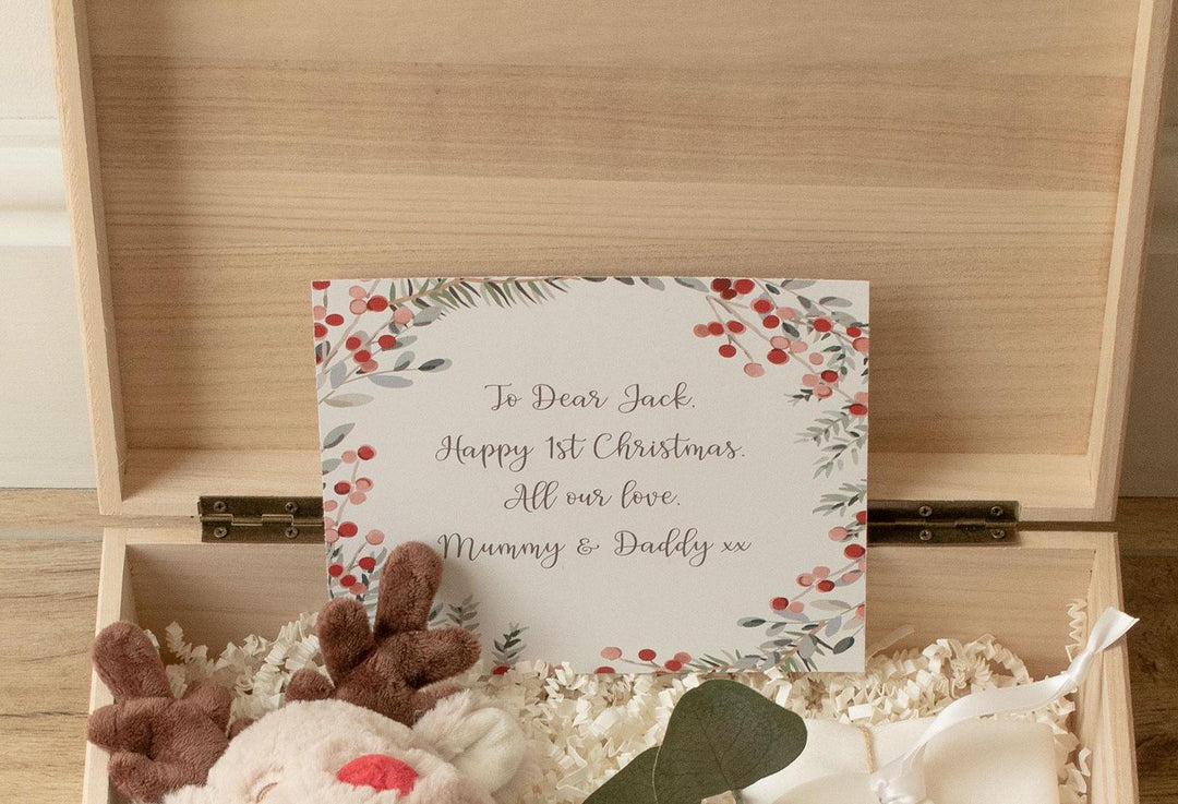 Babys First Christmas Gift Set, Personalised First Christmas Gift Box, Baby 1st Christmas Gift, Baby Xmas Keepsake, Wooden Engraved Box,