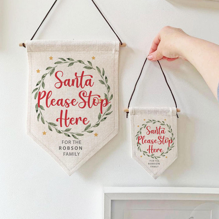 Personalised Santa Stop Here Sign, Custom Santa Stop Here Sign, Santa Stop Decoration, Personalised Santa Decoration, Printed Hanging