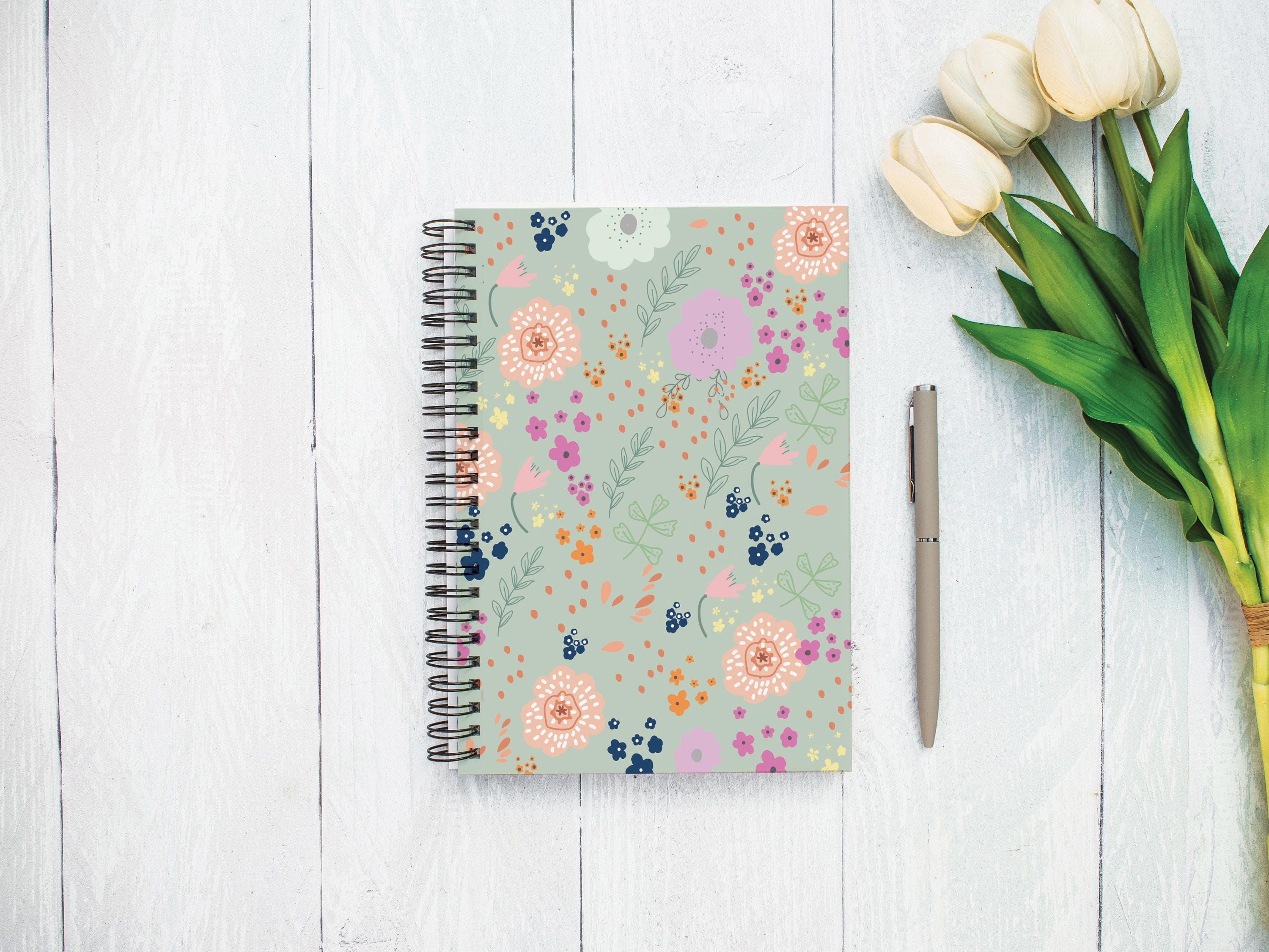 Pretty Notebook, Floral Notebook, Positivity Planner, Pretty Journal, Stationary Gift, Personalised Diary, Friendship Gift, Uni Notebook,