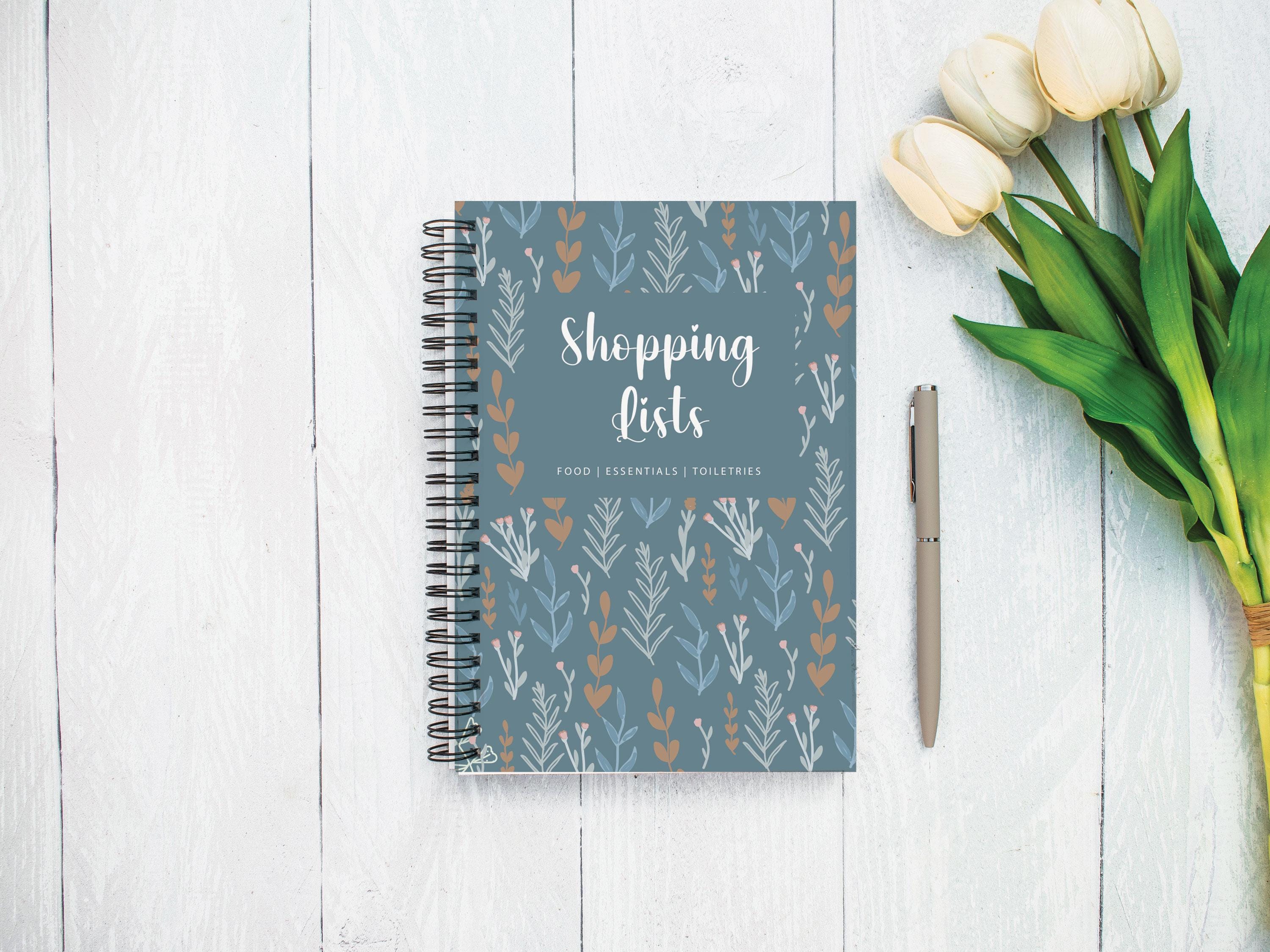 Shopping List Notebook, Floral Notebook, Shopping Planner, Shopping Journal, Stationary Gift, Personalised Diary, Stationary, Planning