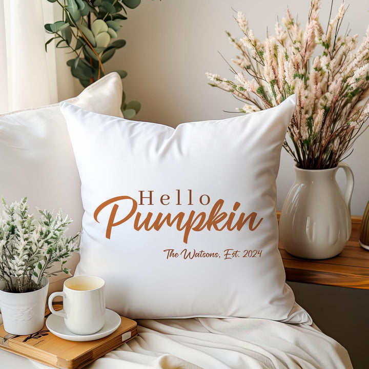 Personalised Fall Cushion, Custom Hello Pumpkin Cushion, Autumn Decoration, Fall Decor, Halloween Pumpkin Cushion, Fall Gifts, Gift fir Her,