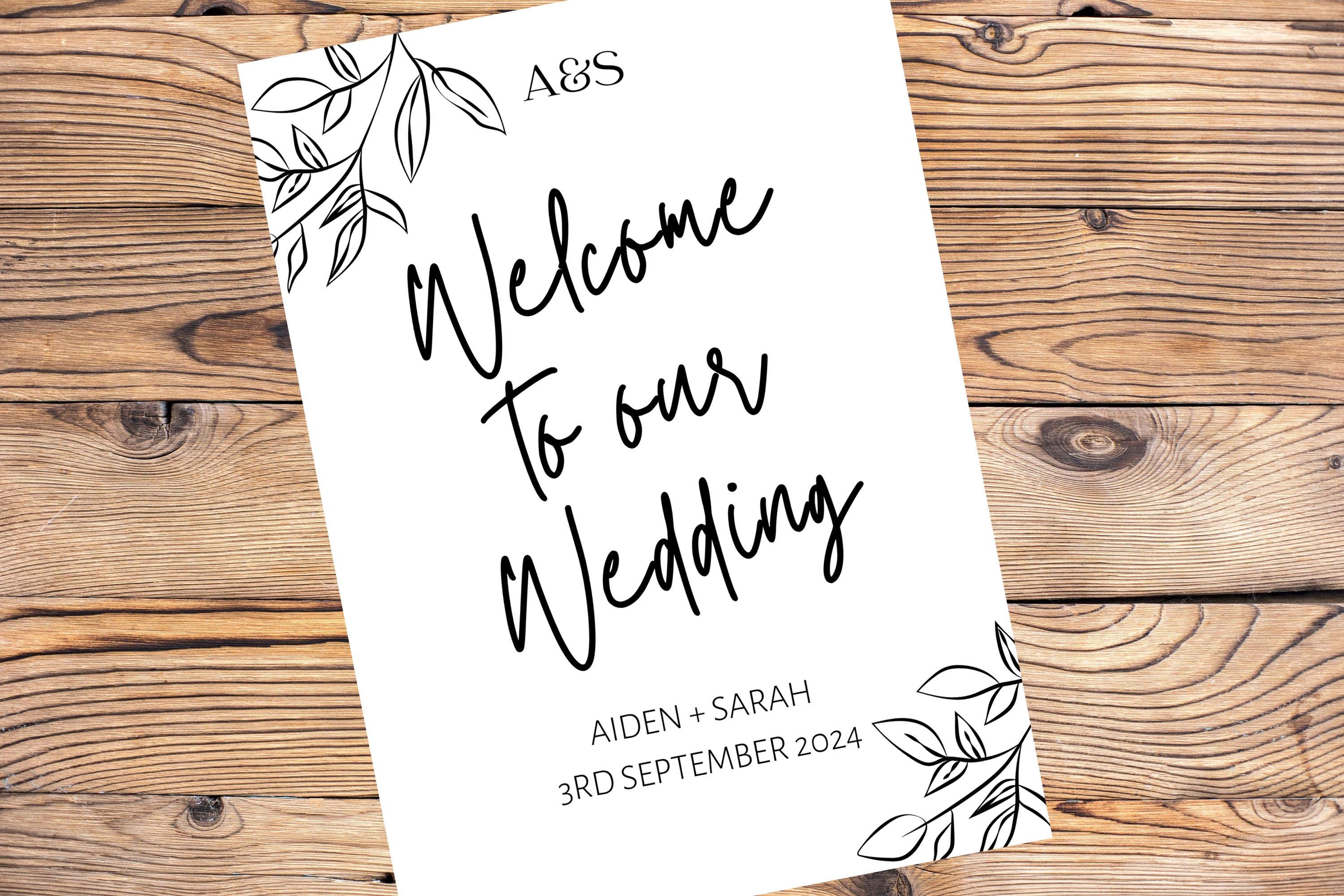 Welcome Wedding Sign, Personalised Wedding Sign, Wedding Stationary, Monochrome Wedding Sign, Dancing Wedding Sign, Download, Digital File