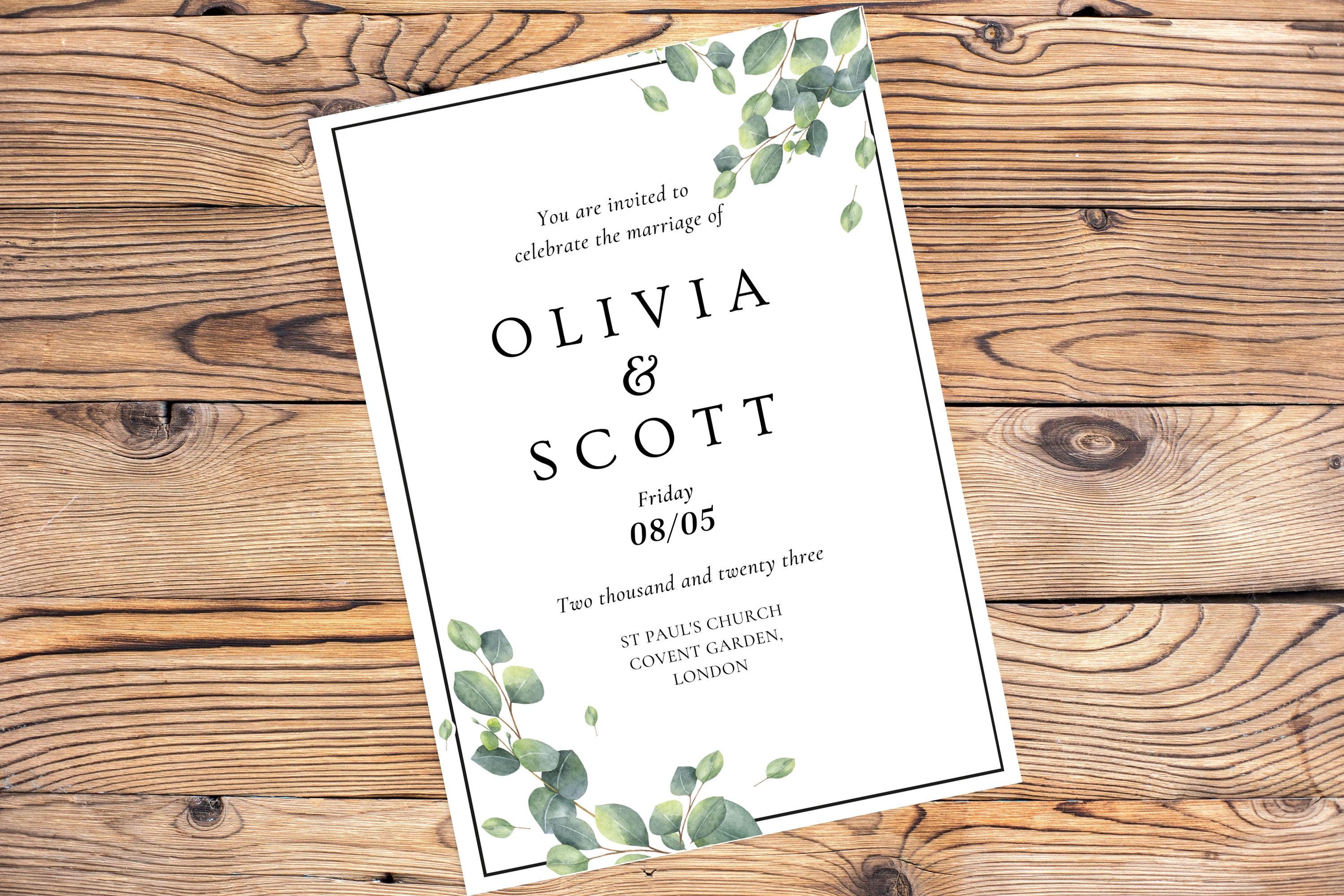 Personalised Wedding Invitation, Wedding Invitations, Eucalyptus Invitation, Wedding Invites,