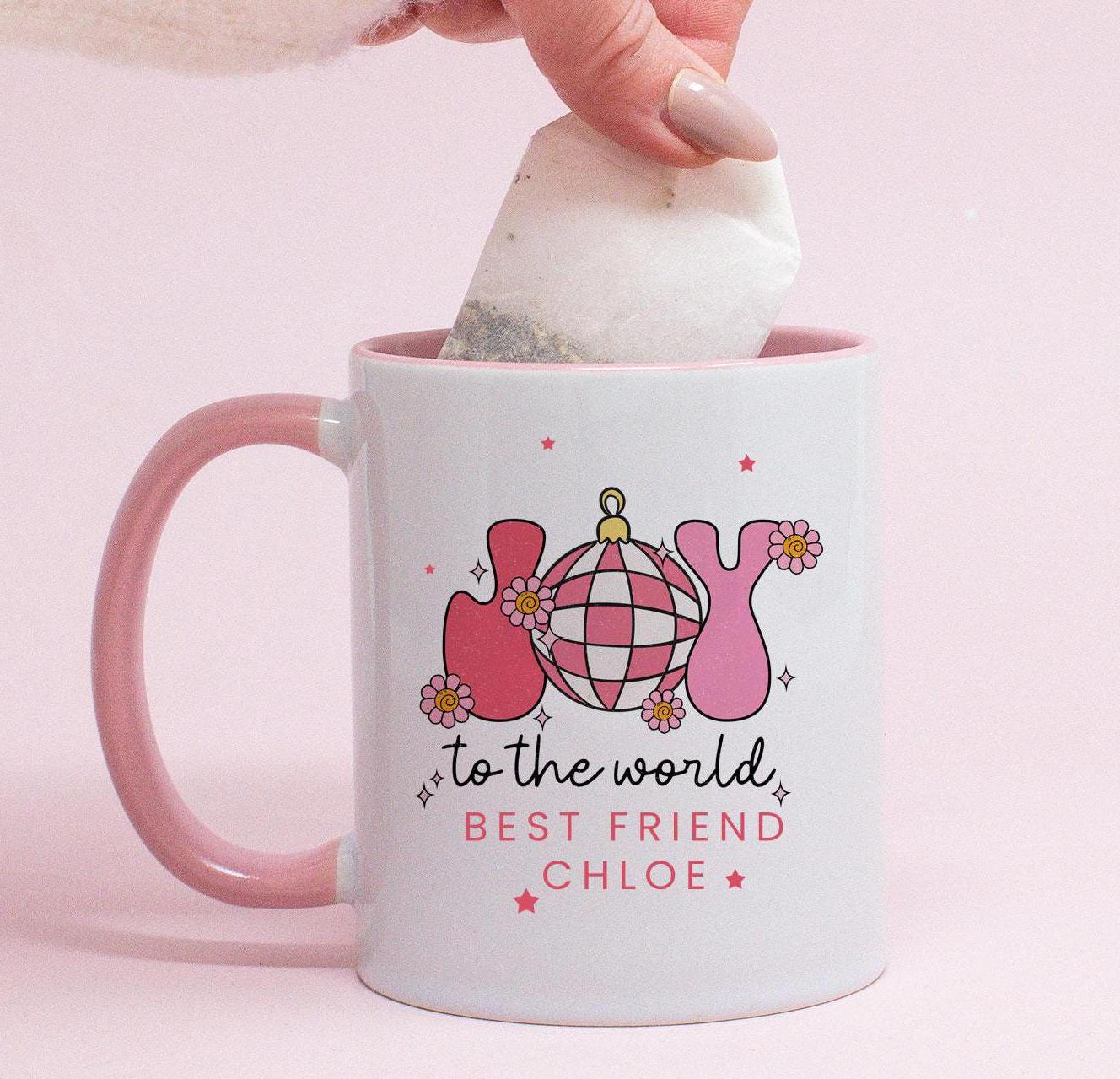 Personalised Best Friend Christmas Mug, Retro Friend Christmas Mug, Friend Mug, Custom Name, Best Friend Gift, Girl Xmas, Stocking Filler