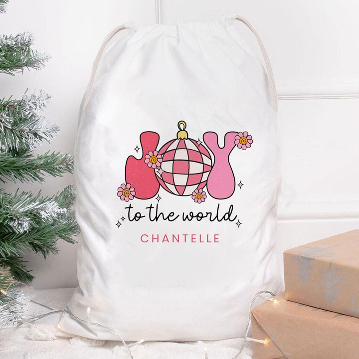 Personalised Pink Christmas Sack, Pink Retro Christmas Sack, Daughter Christmas Sack, Teen Christmas Sack, Pink Cute Xmas Sack, Santa Sacks