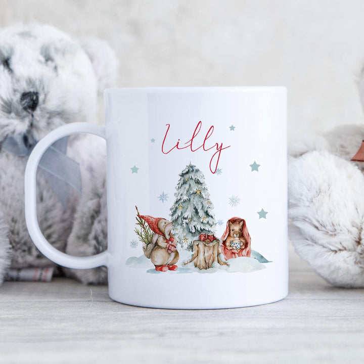 Personalised Child's Christmas Mug, Woodland Christmas Mug, Kids Plastic Mug, Child Mug, Kids Polymer Mug,  Stocking Filler, Unbreakable