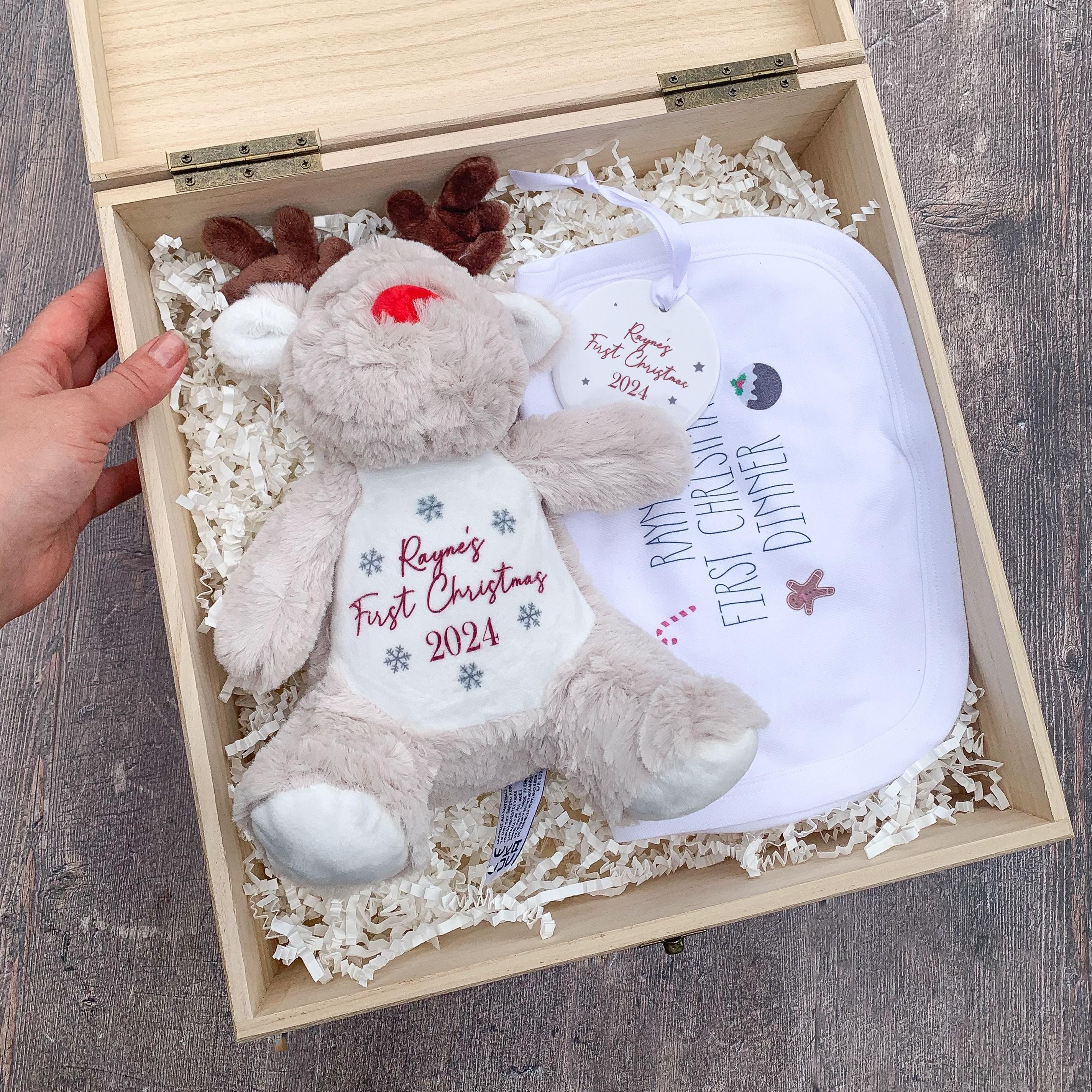 Baby's First Christmas Eve Box, First Christmas Gift Set, New Baby Xmas Gift Set, New Baby Christmas Gift Box, Engraved First Christmas Wood