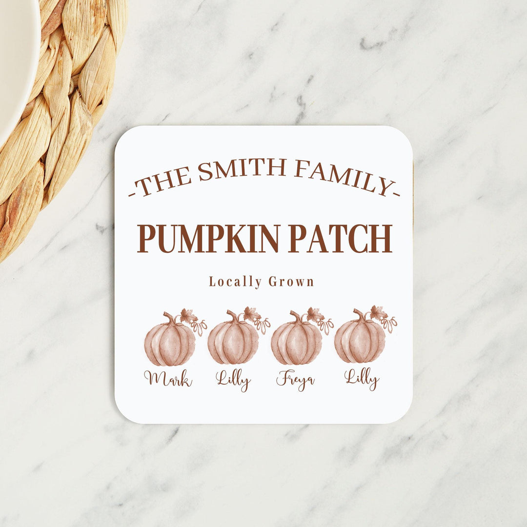 Personalised Fall Coaster, Custom Pumpkin Patch Coaster, Autumn Decoration, Fall Decor, Halloween Pumpkin Coaster, Fall Gifts, Gift for Her,