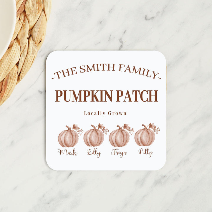 Personalised Fall Coaster, Custom Pumpkin Patch Coaster, Autumn Decoration, Fall Decor, Halloween Pumpkin Coaster, Fall Gifts, Gift for Her,