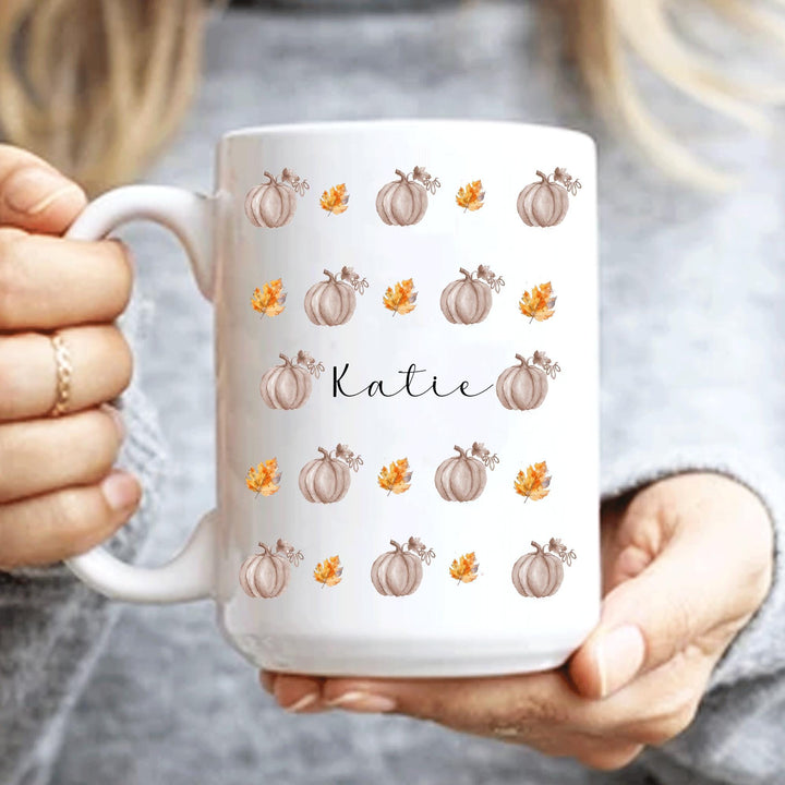 Personalised Fall Mug, Custom Pumpkin Patch Mug, Autumn Decoration, Fall Decor, Halloween Pumpkin Coaster, Fall Gifts, Gift for Her,