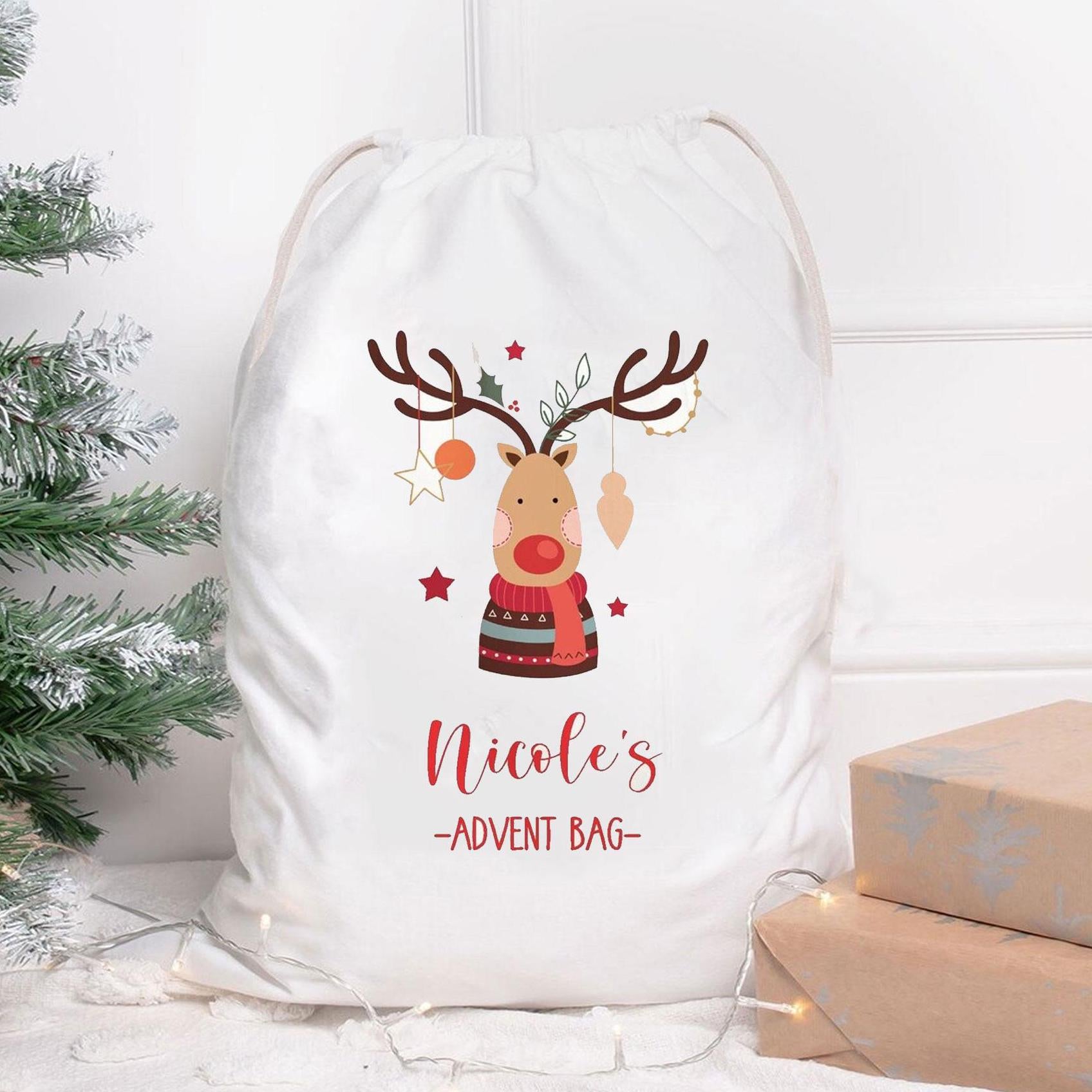 Personalised Advent Calendar, Advent Calendar Sack, Personalised Advent Calendar Bag, Calendar Bag For Kids, Fabric Bag, Christmas Decor