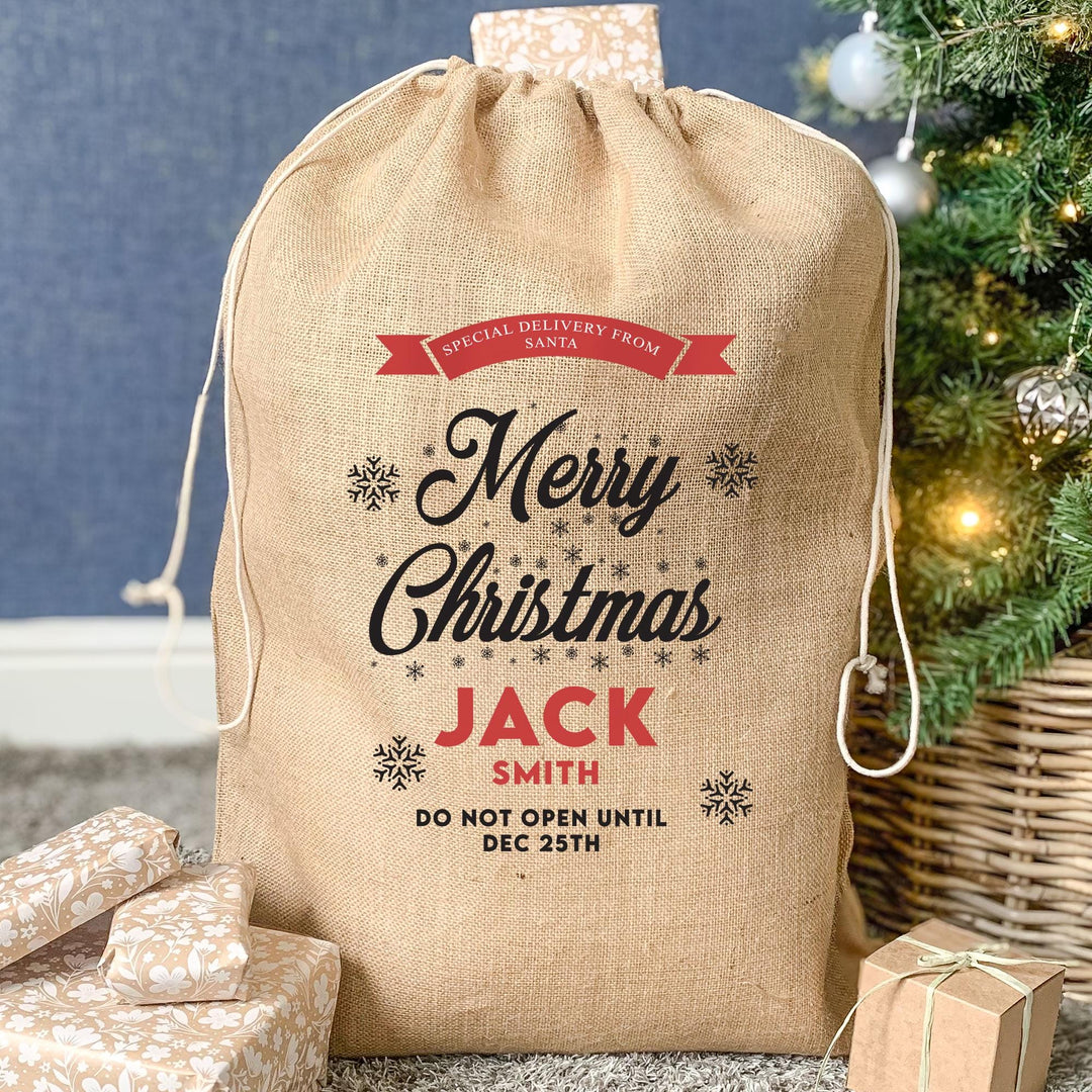 Personalised Christmas Santa Sack, Jute Christmas Eve Present Sack, Personalised Santa Sack Gift Bags, Christmas Gifts, Jute Gift Sack