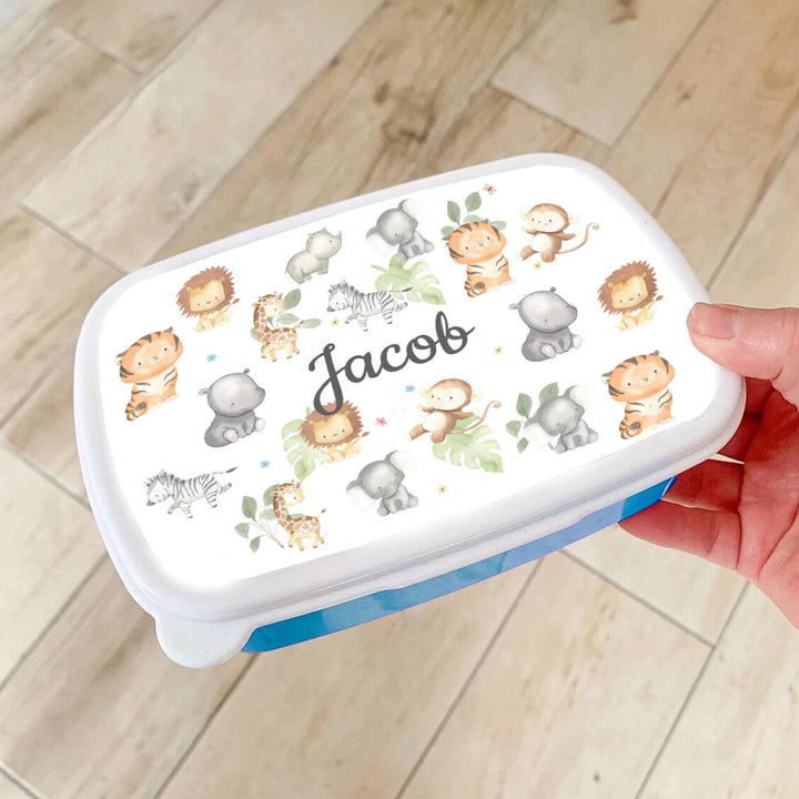 Lunch Box Personalised Childs Jungle, Safari Lunch Box, School Lunch Box, Jungle Kids Snack Box, Nursery Lunch Tub