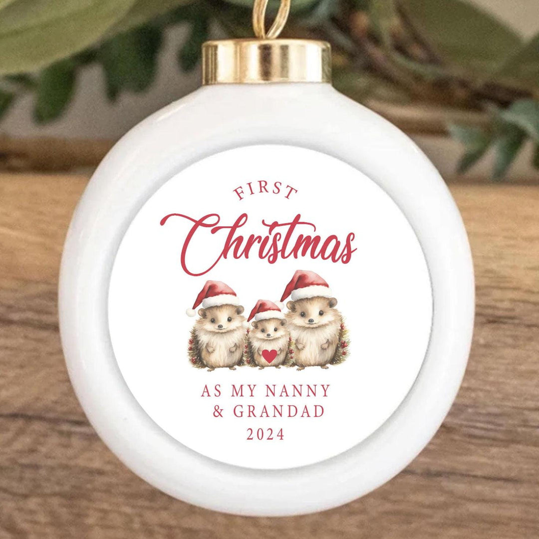 Personalised First Christmas as a Nanny Gift, Nanny Gift Bauble, Personalised Christmas Grandma Bauble, Granny Xmas Candle, First Christmas