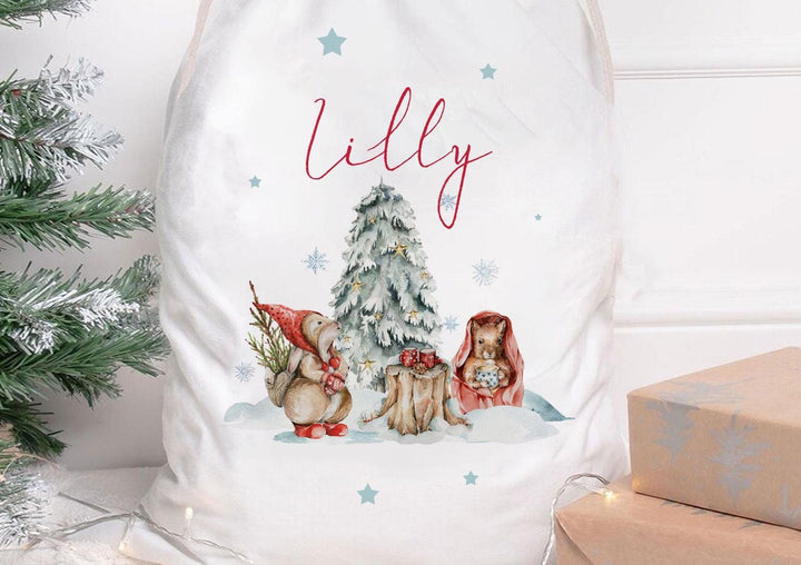 Personalised Woodland Christmas Sack, Woodland Animal Christmas Gift Sack, Xmas Gift Bag, Custom Christmas Eve Sack, Xmas Gift Sack, Sacks