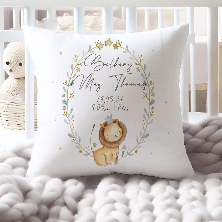 Personalised Baby Cushion | Jungle Baby Room Decor | Announcement Gift for New Girls | Nursery Decor Ideas