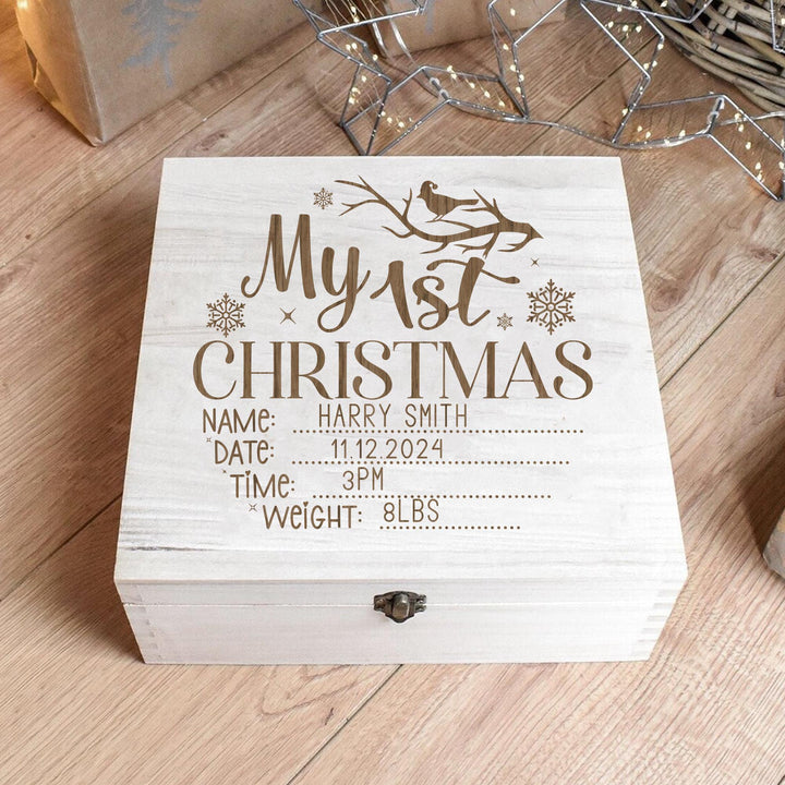 Personalised First Christmas Eve Box, Birth Stats Christmas Eve  Box, Baby First Christmas Box, Wooden First Christmas Box, Engraved Xmas