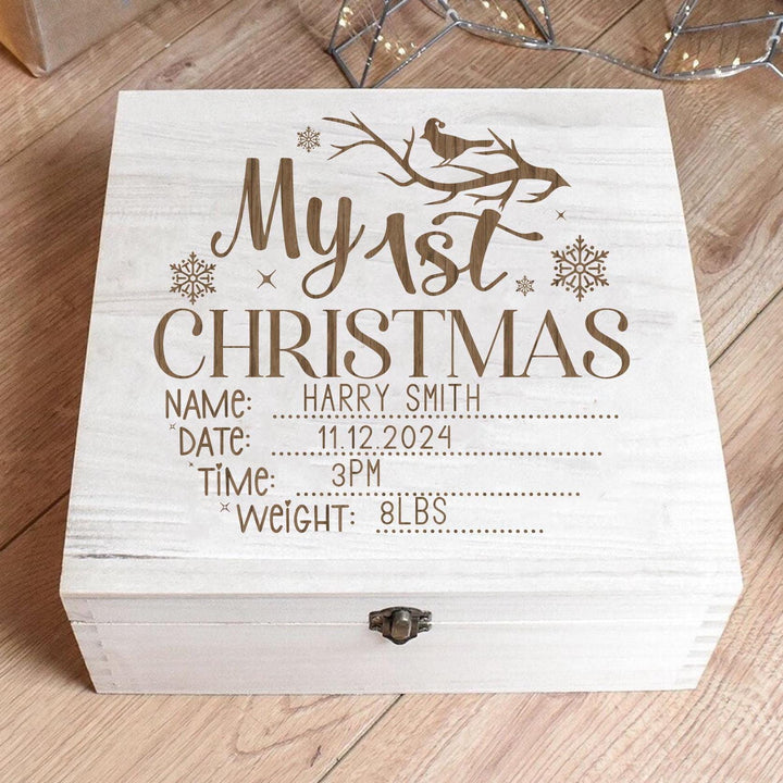 Personalised First Christmas Eve Box, Birth Stats Christmas Eve  Box, Baby First Christmas Box, Wooden First Christmas Box, Engraved Xmas