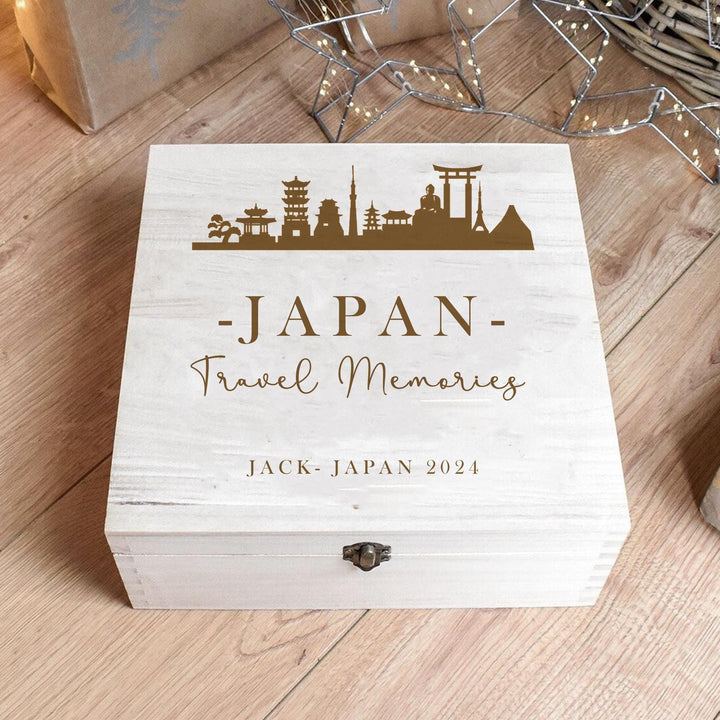 Personalised Engraved Japan Travel  Box, Wooden Travel Keepsake Box, Adventure Gift Box, Japan Holiday Memories Box, Travel Lover Gift,