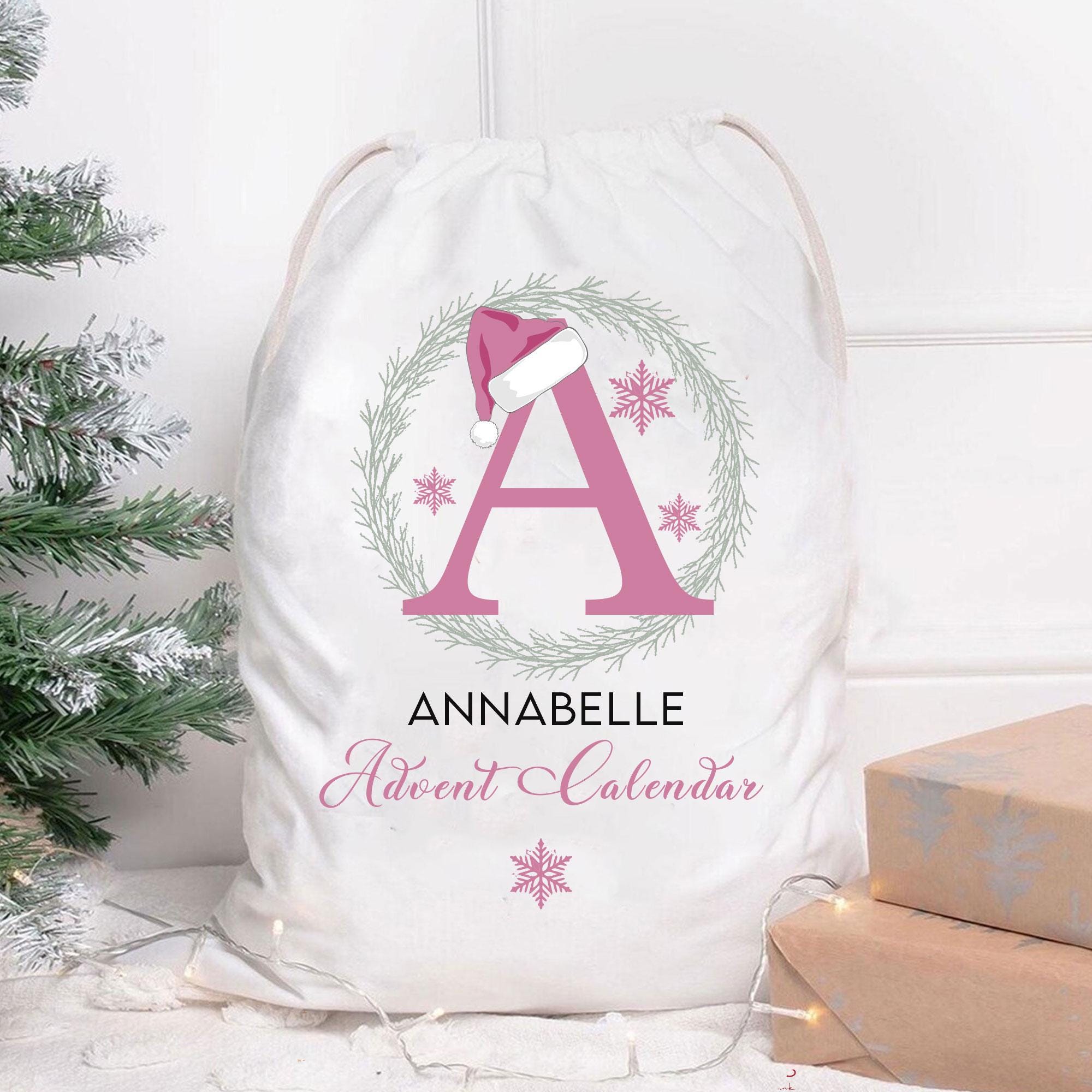 Personalised Advent Calendar, Advent Calendar Sack, Personalised Advent Calendar Bag, Calendar Bag For Kids, Fabric Bag, Christmas Decor