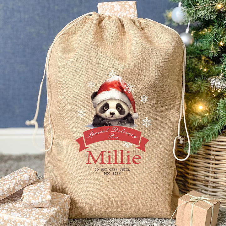 Personalised Christmas Sack, Cute Jute Christmas Sack, Country Xmas Sack, Santa Sack, Polar Bear Sack, Xmas Decor, Polar Bear Xmas Sack