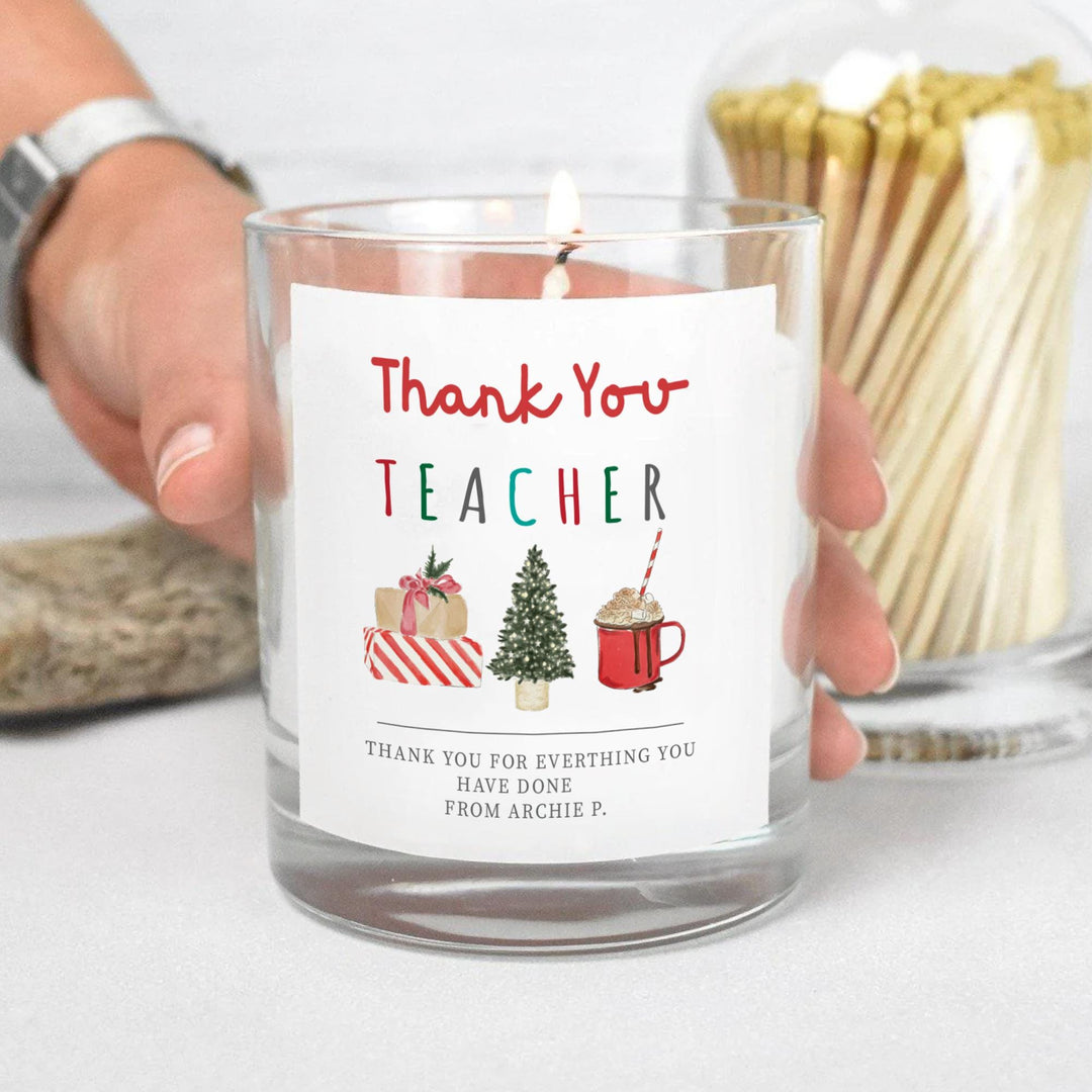 Personalised Teacher Christmas Candle, Teacher Xmas Gift, Christmas Teaching Assistant Candle Gift, Nursery Christmas Gifts, Scented Candle