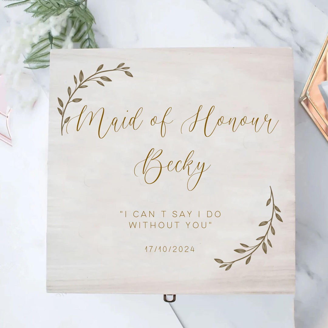 Personalised Maid of Honour Gift Box, Luxury Maid of Honour Box, Wooden Engraved Box, Maid of Honour Gift Set, Engraved Box, Bridal Party