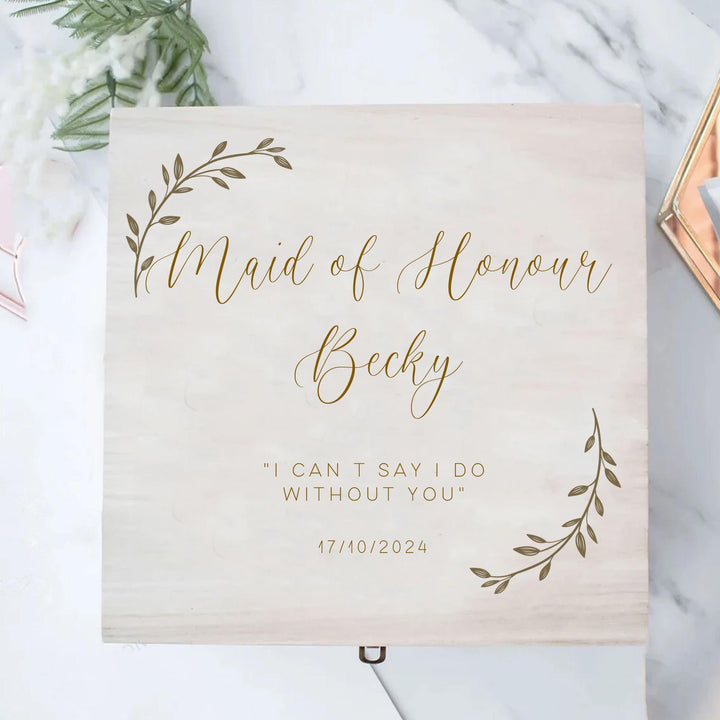 Personalised Maid of Honour Gift Box, Luxury Maid of Honour Box, Wooden Engraved Box, Maid of Honour Gift Set, Engraved Box, Bridal Party