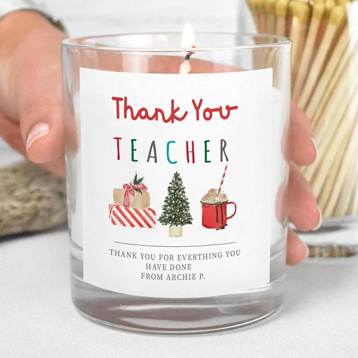 Personalised Teacher Christmas Candle, Teacher Xmas Gift, Christmas Teaching Assistant Candle Gift, Nursery Christmas Gifts, Scented Candle