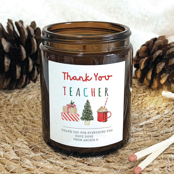 Personalised Teacher Christmas Candle, Teacher Xmas Gift, Christmas Teaching Assistant Candle Gift, Nursery Christmas Gifts, Apothecary