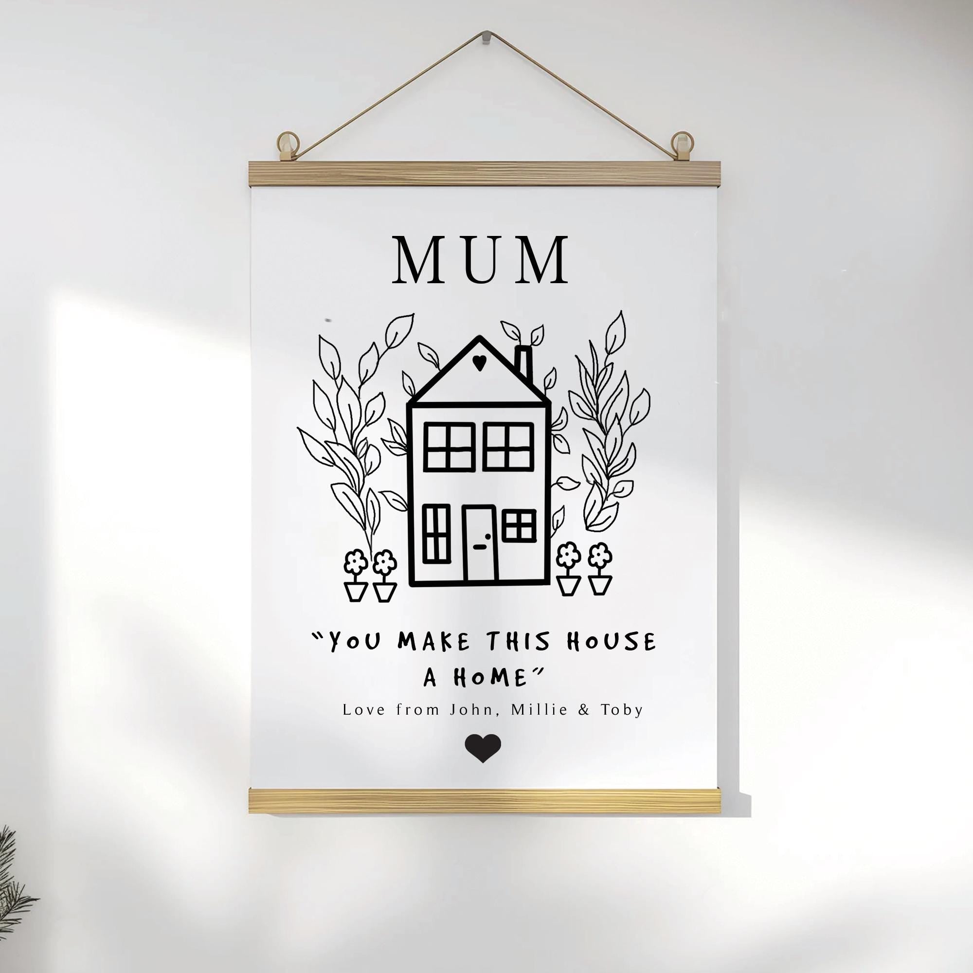 Personalised You make this House a Home Mum Poster, Mother's Day Poster, Mum Custom Poster, Personalised Poster About Mum, Mum Posters