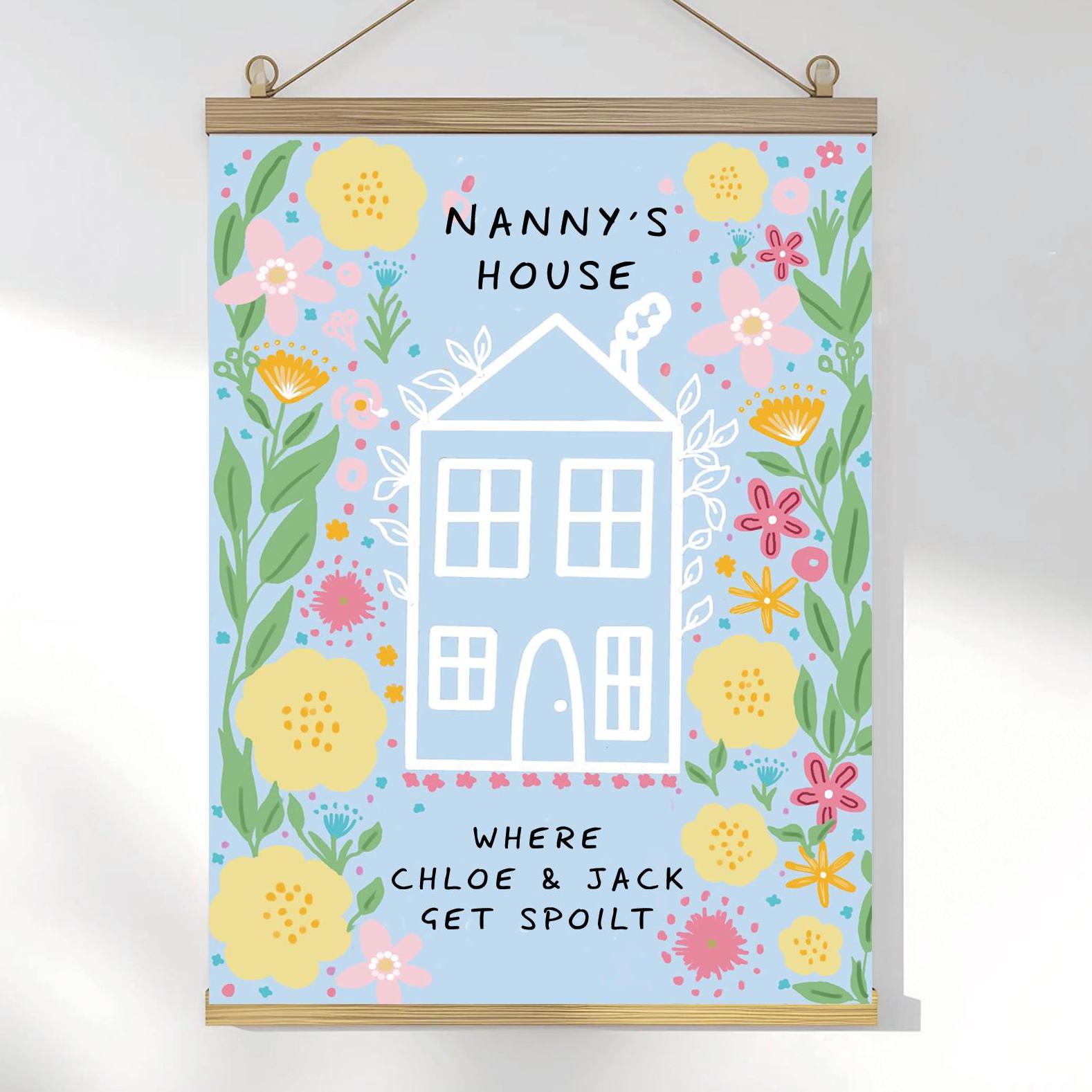 Personalised Nanny Poster for Mother's Day, Where grandchildren get spoilt Poster, Nanny Gift, Nanny Gift from Grandchildren, Nan Gift, Gift