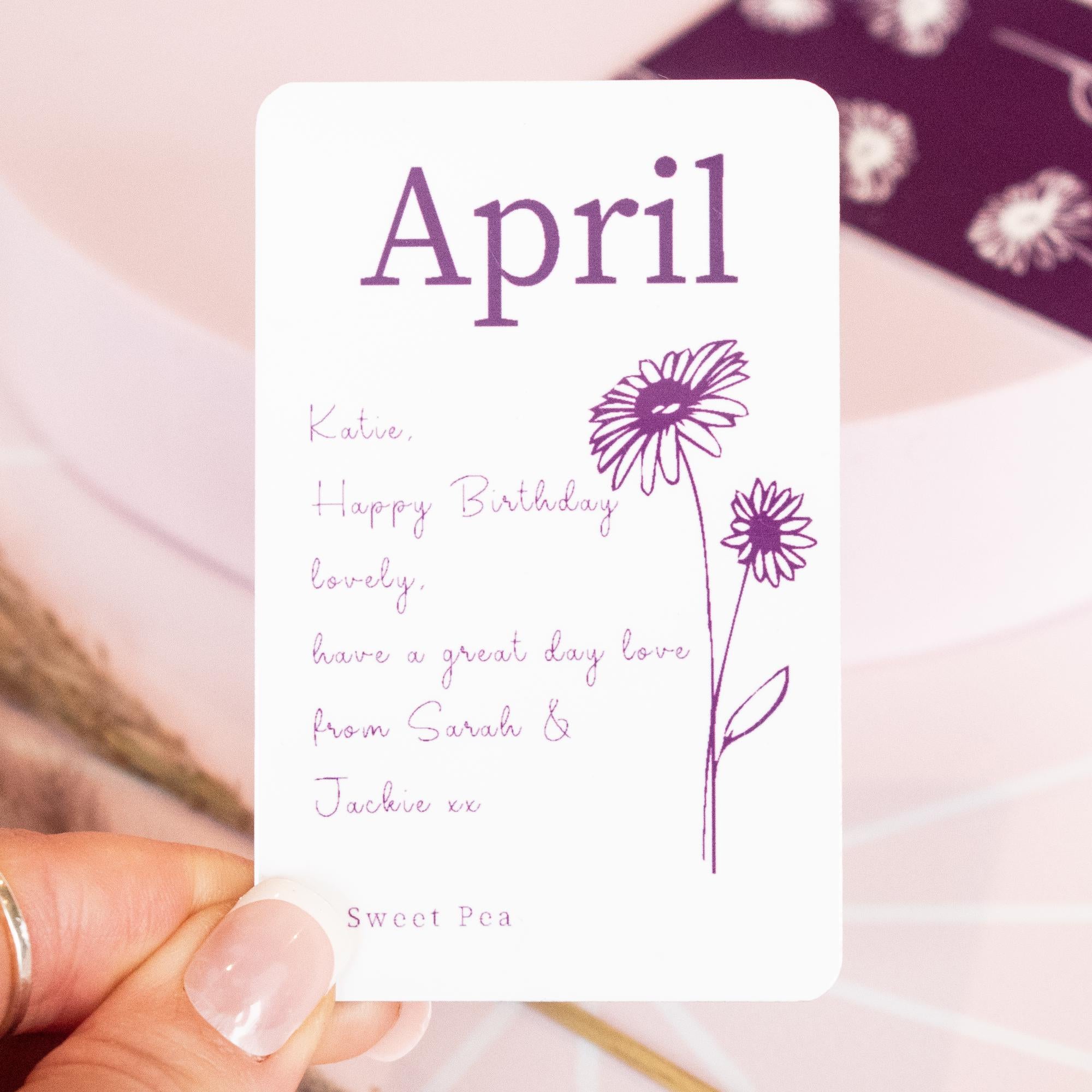 Personalised Birth Flower Card, Custom Birth Flower Card, Birth Flower Keepsake, Birthday Keepsake Memento Gift, Meaningful Gift