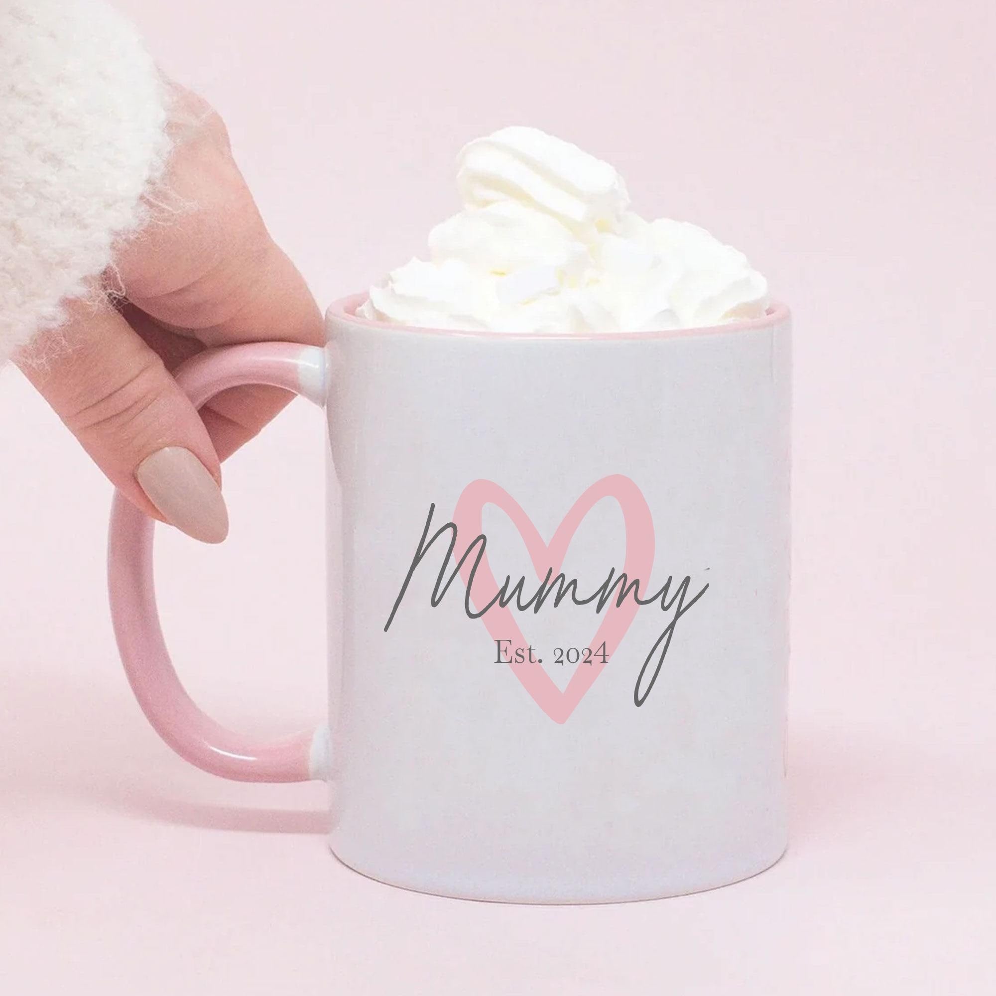 Personalised Mum Mug, Mother's Day Heart Mug, Mum Positive Pink Heart Mug, Mom Love Mug, Positive Love Mug for Mother's Day