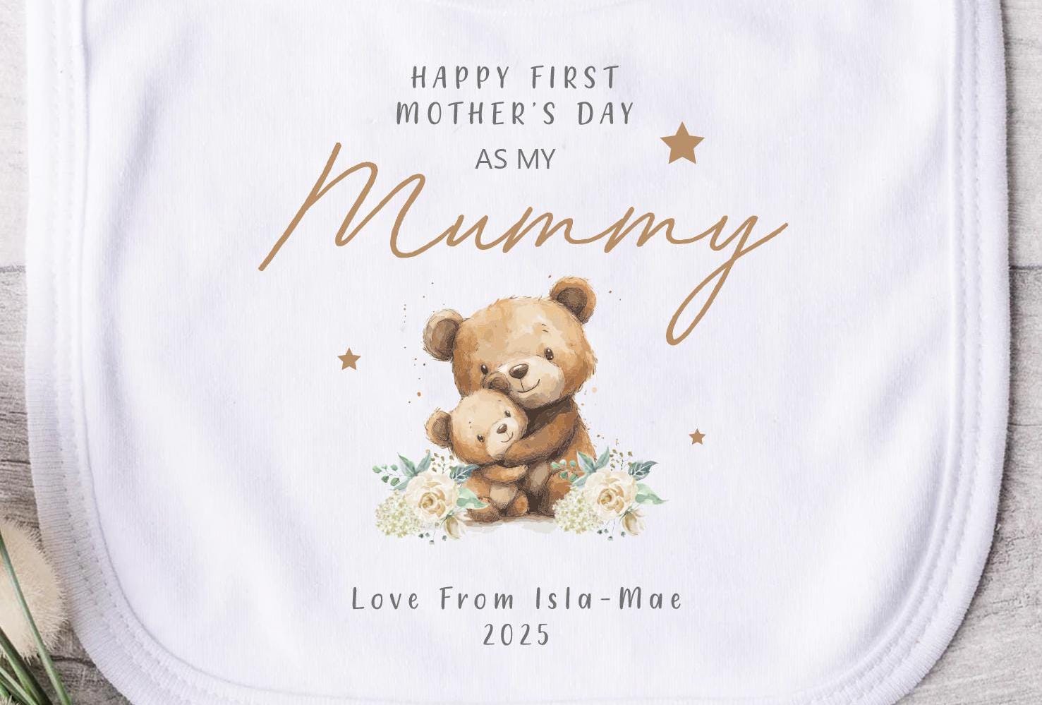 Personalised First Mother's Day as Mummy Gift, Mother's Day Baby Bib, New Mum Gift, Mum Appreciation Gift, Mother's Day Baby Gift